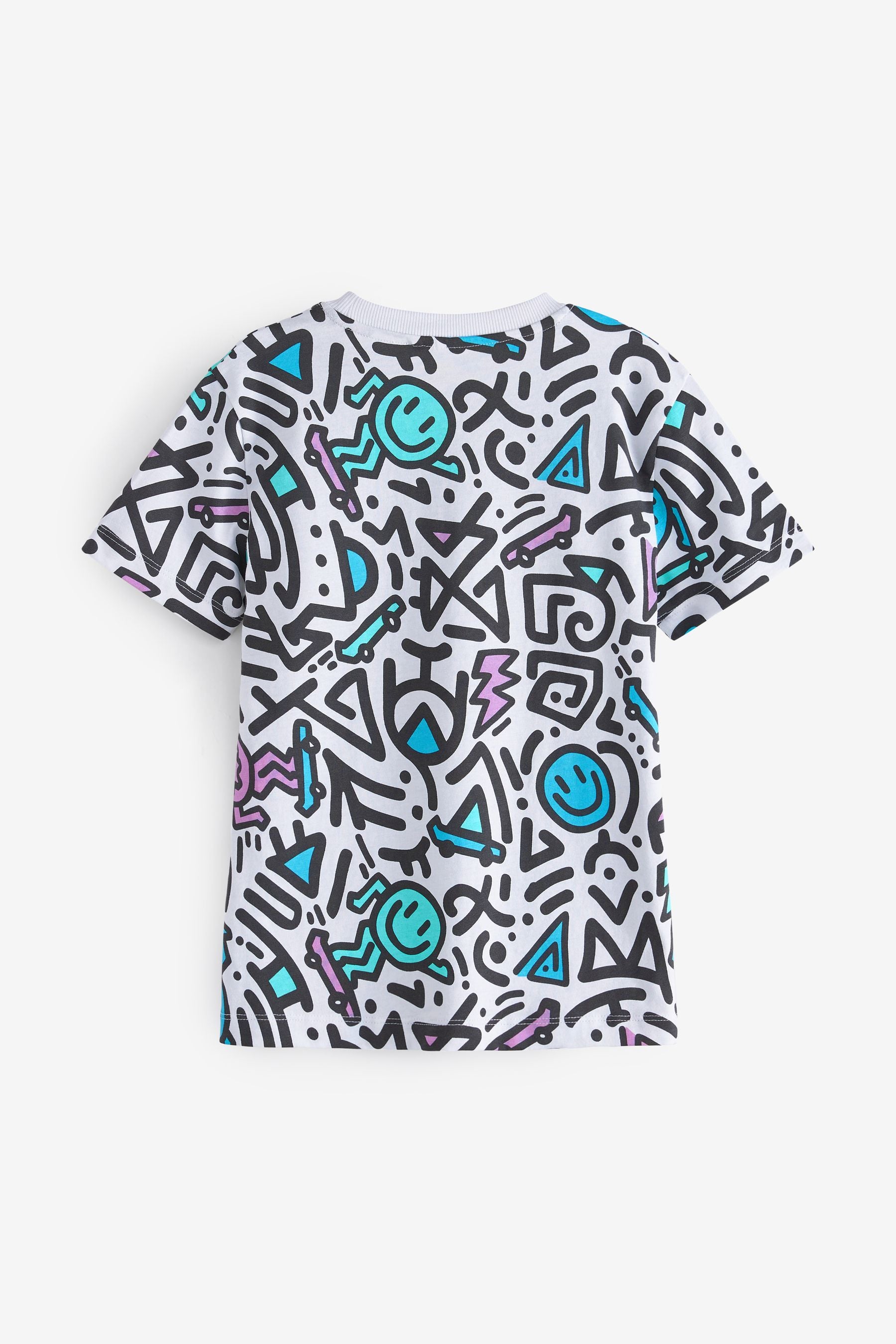 White Doodle All Over Print Short Sleeve T-Shirt (3-16yrs)