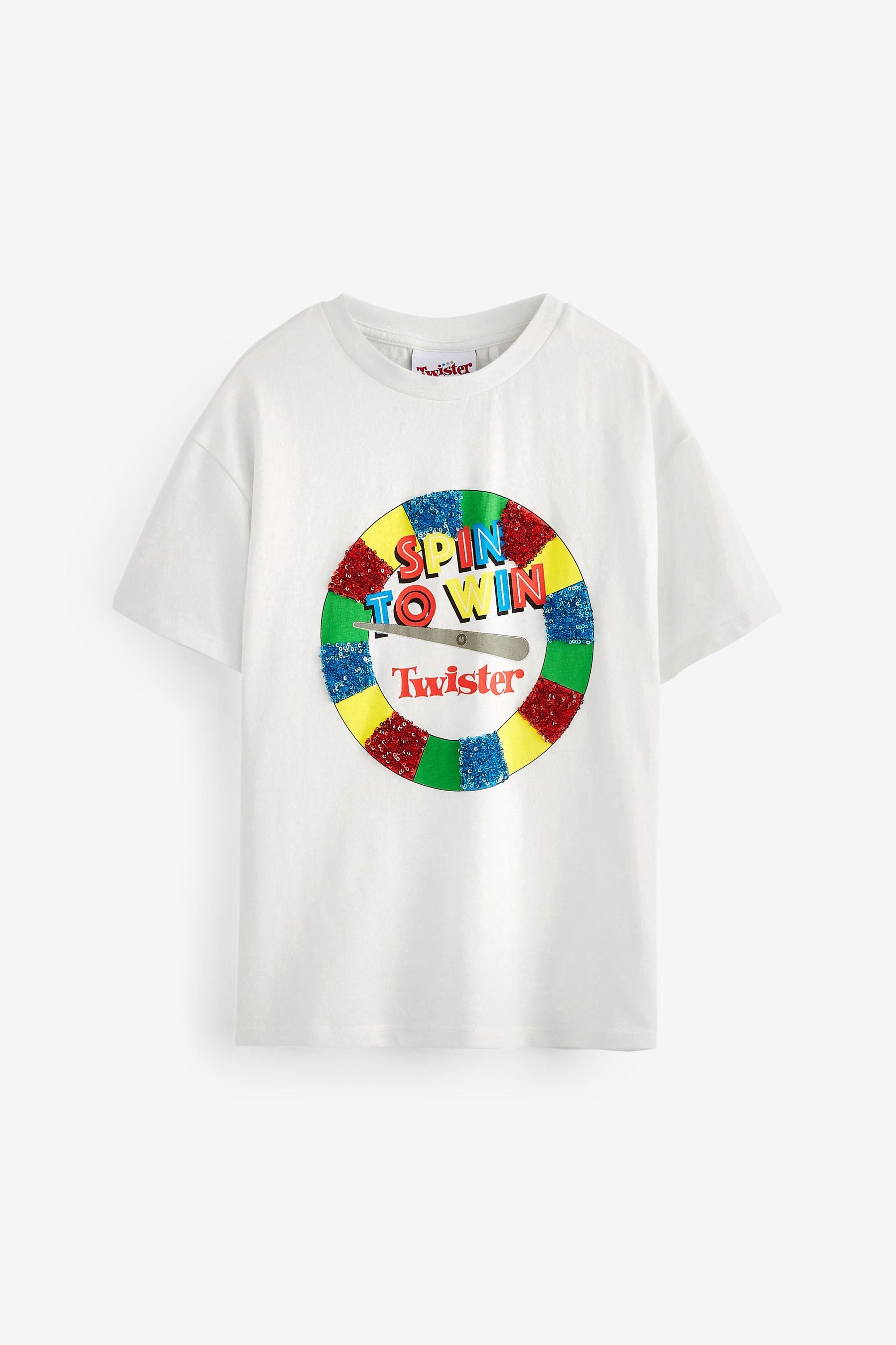 Ecru White Sequin Twister T-Shirt (3-16yrs)