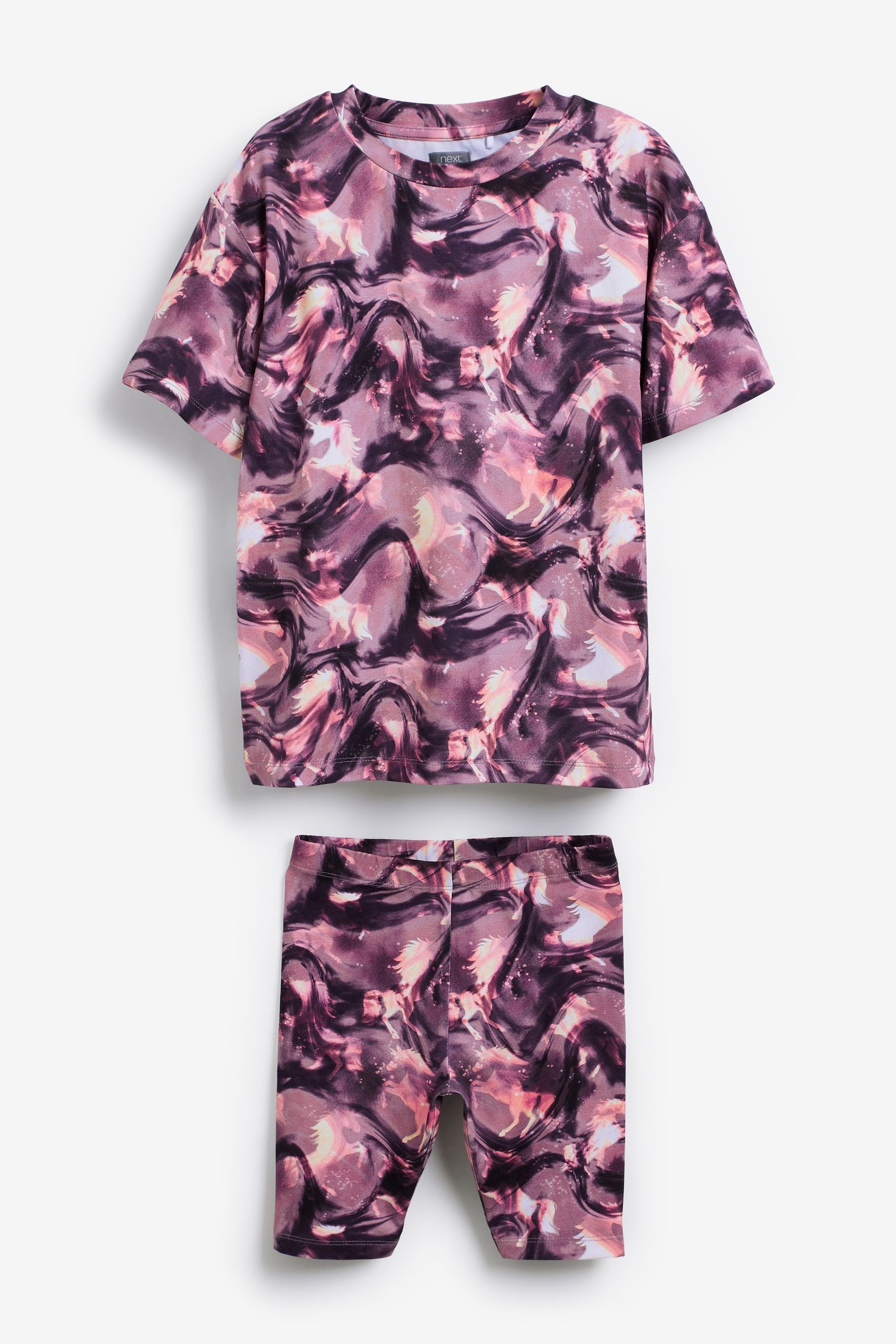 Pink/Purple Unicorn Oversized T-Shirt & Shorts Set (3-12yrs)