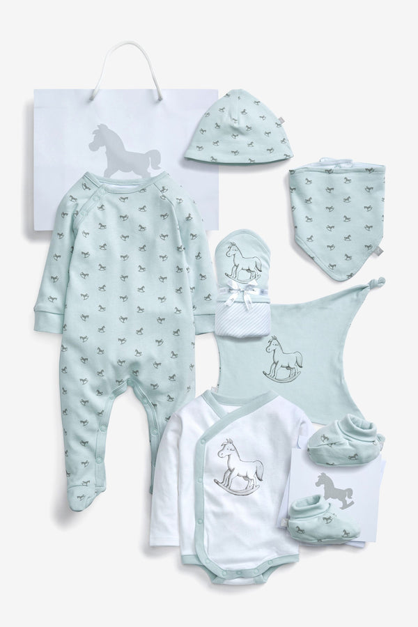 The Little Tailor Blue AOP Rocking Horse Jersey Gift Set