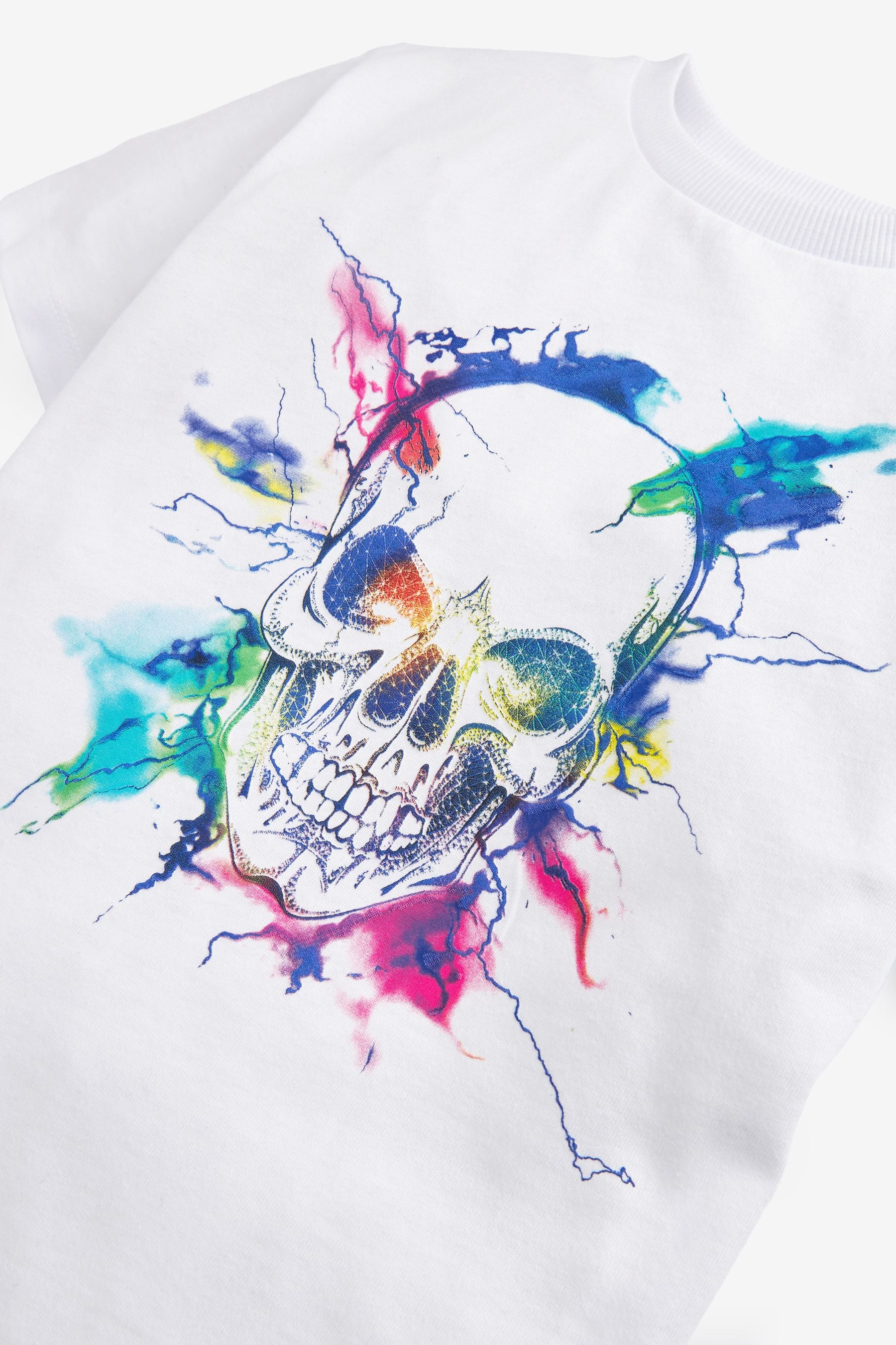 White Skull Short Sleeve Graphic T-Shirt (3-16yrs)