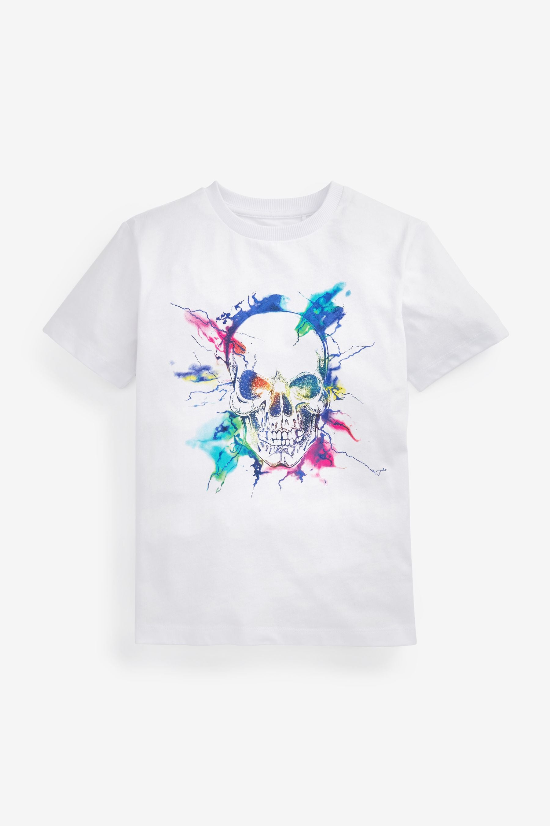 White Skull Short Sleeve Graphic T-Shirt (3-16yrs)