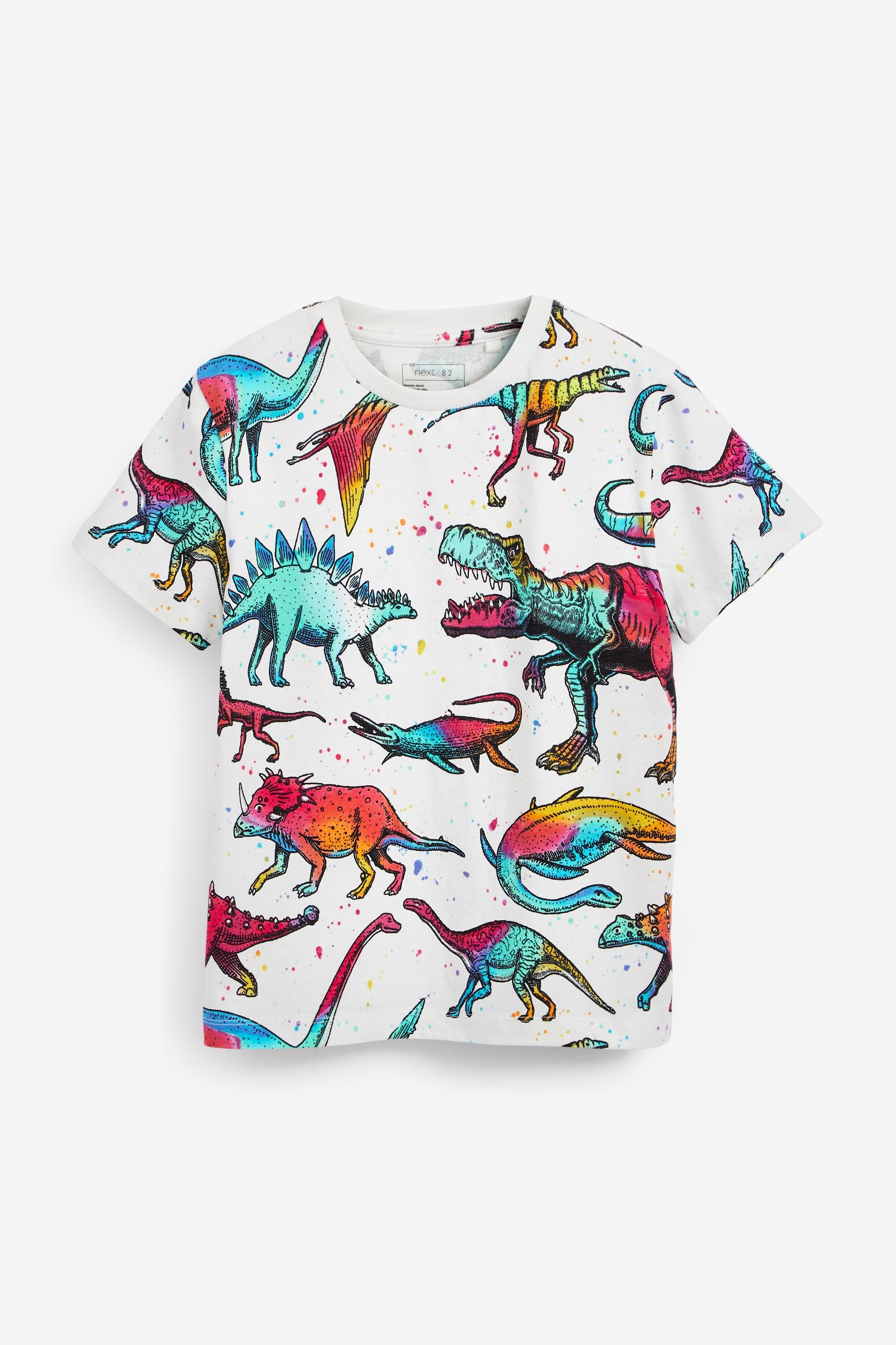 Rainbow Dino 2 Pack Short Sleeve T-Shirts (3-14yrs)