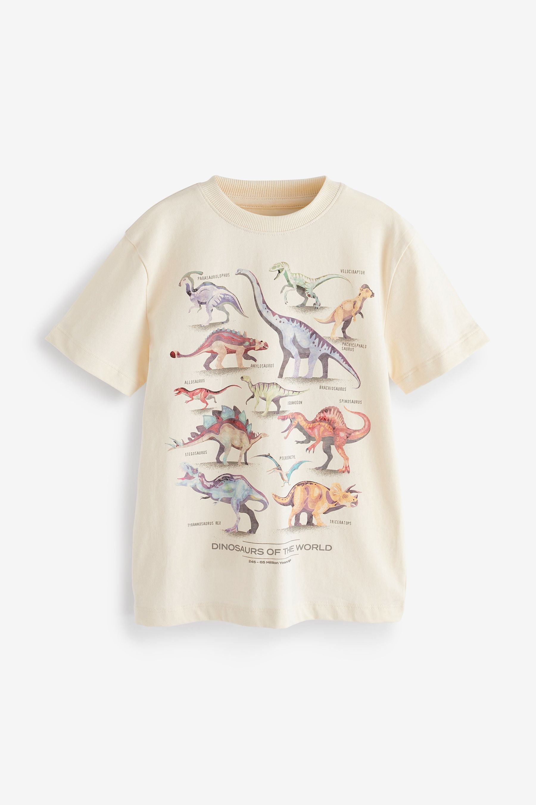 Cream Dinosaurs Short Sleeve Graphic T-Shirt (3-16yrs)