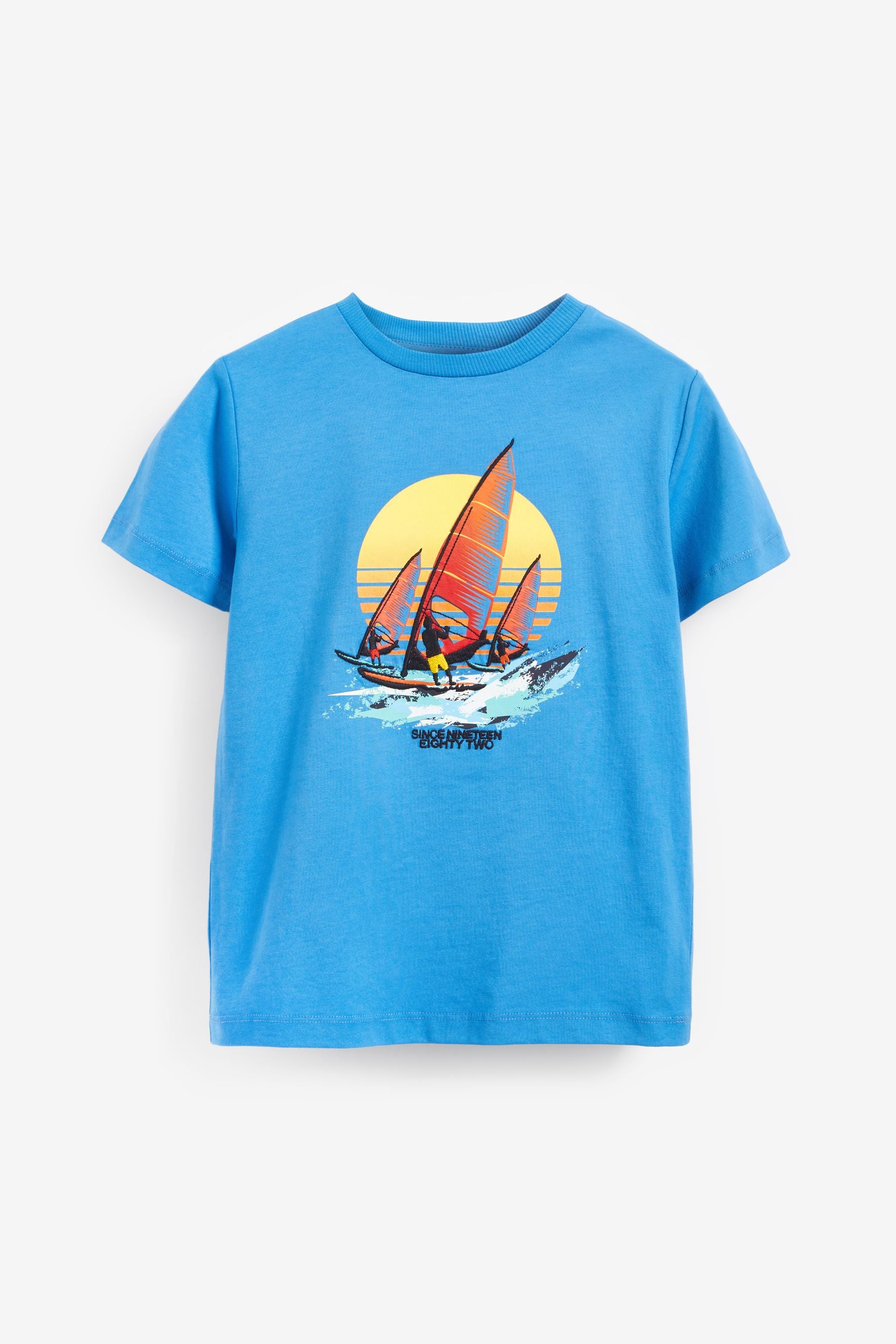 Blue Windsurfing Short Sleeve Graphic T-Shirt (3-16yrs)