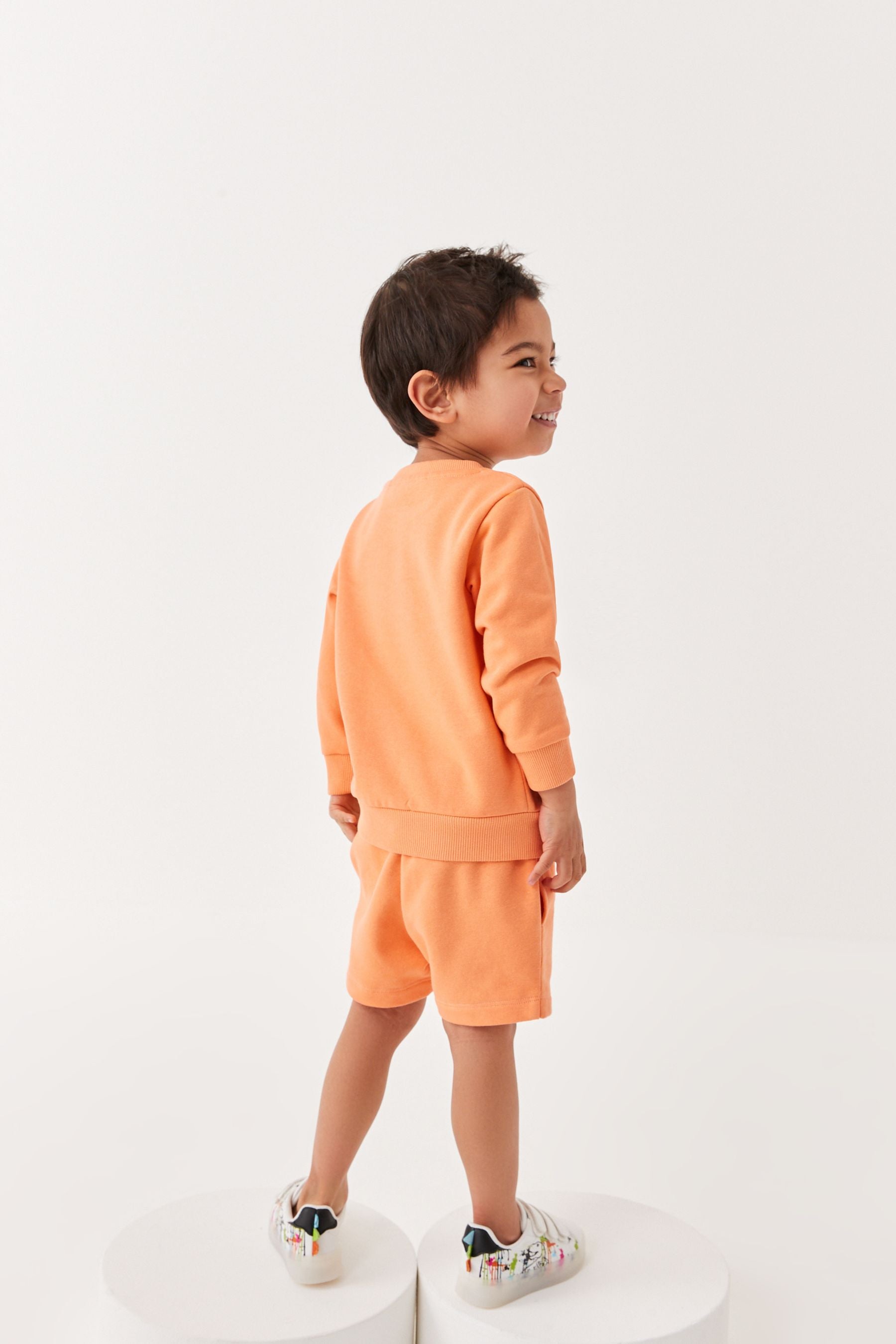 Orange Crew And Shorts Set (3mths-7yrs)