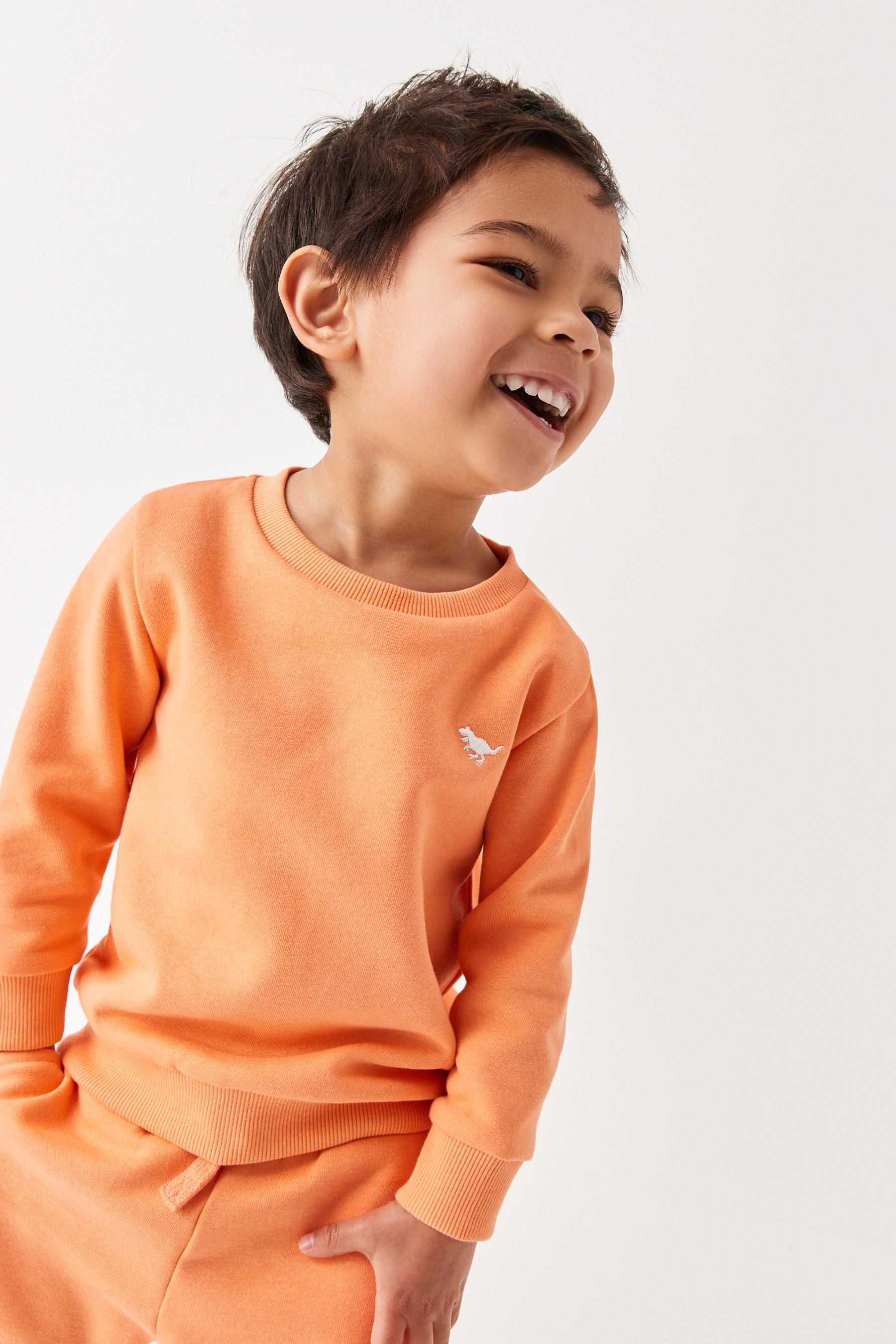 Orange Crew And Shorts Set (3mths-7yrs)