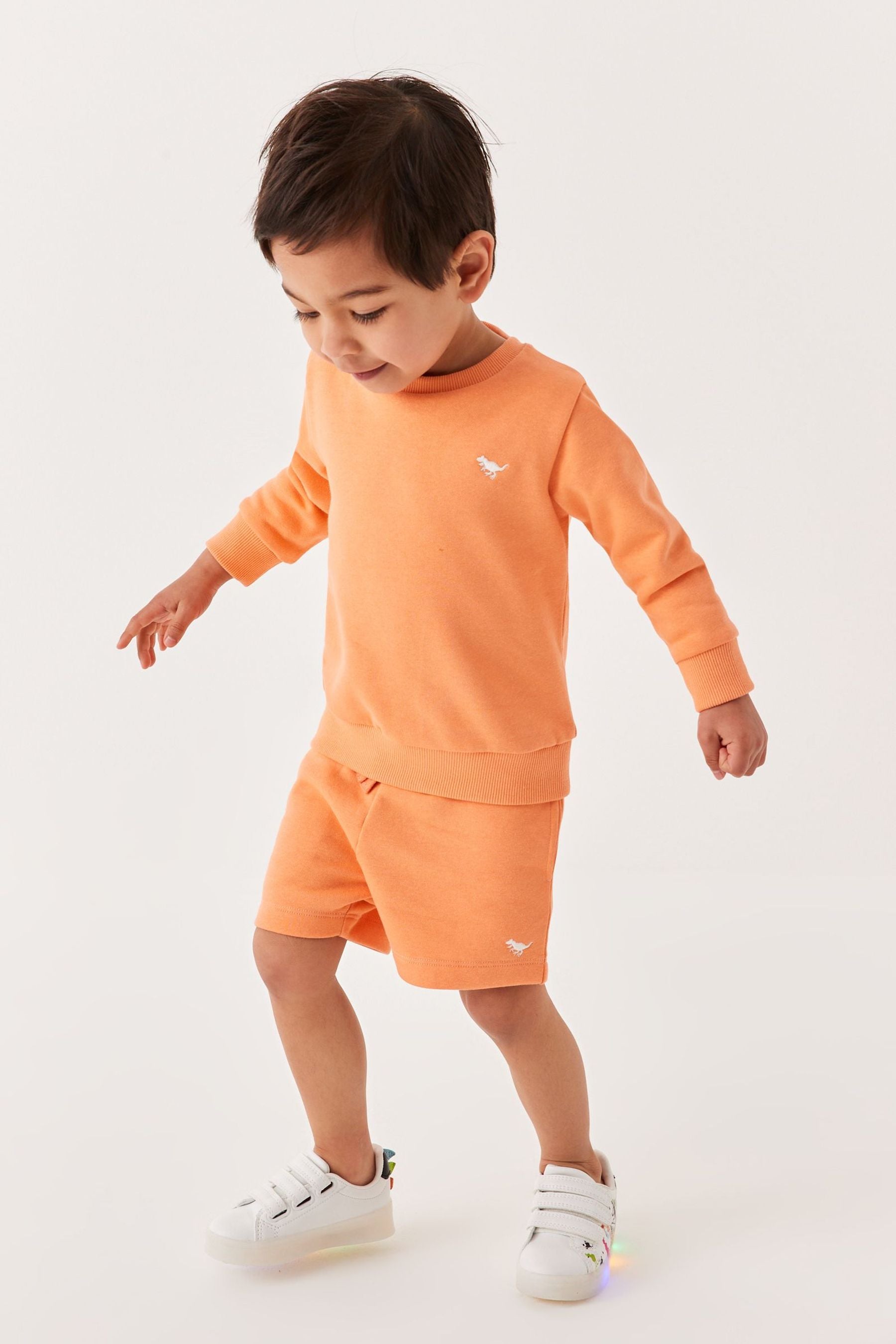 Orange Crew And Shorts Set (3mths-7yrs)