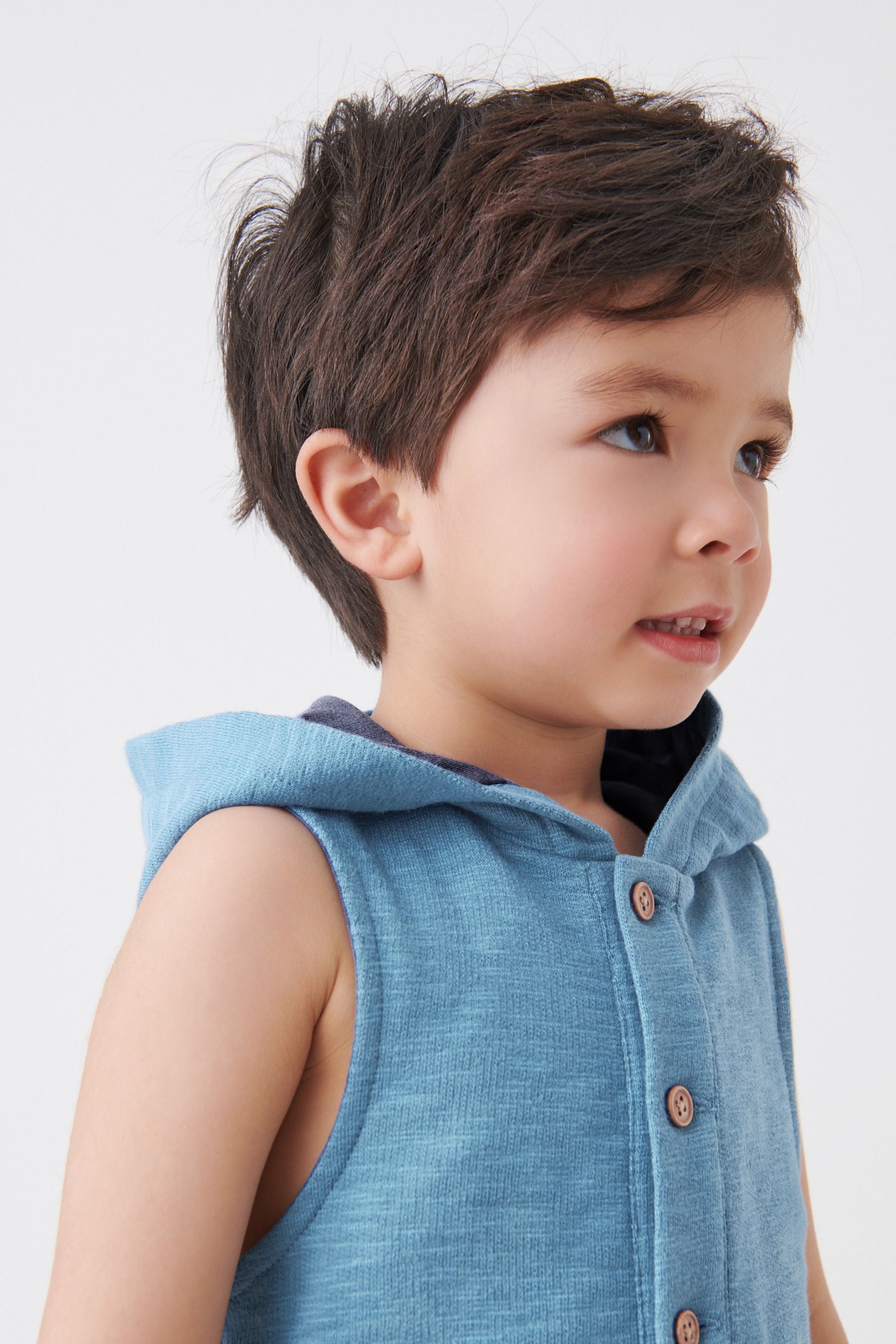 Blue Hooded Short Jersey All-In-One (3mths-7yrs)