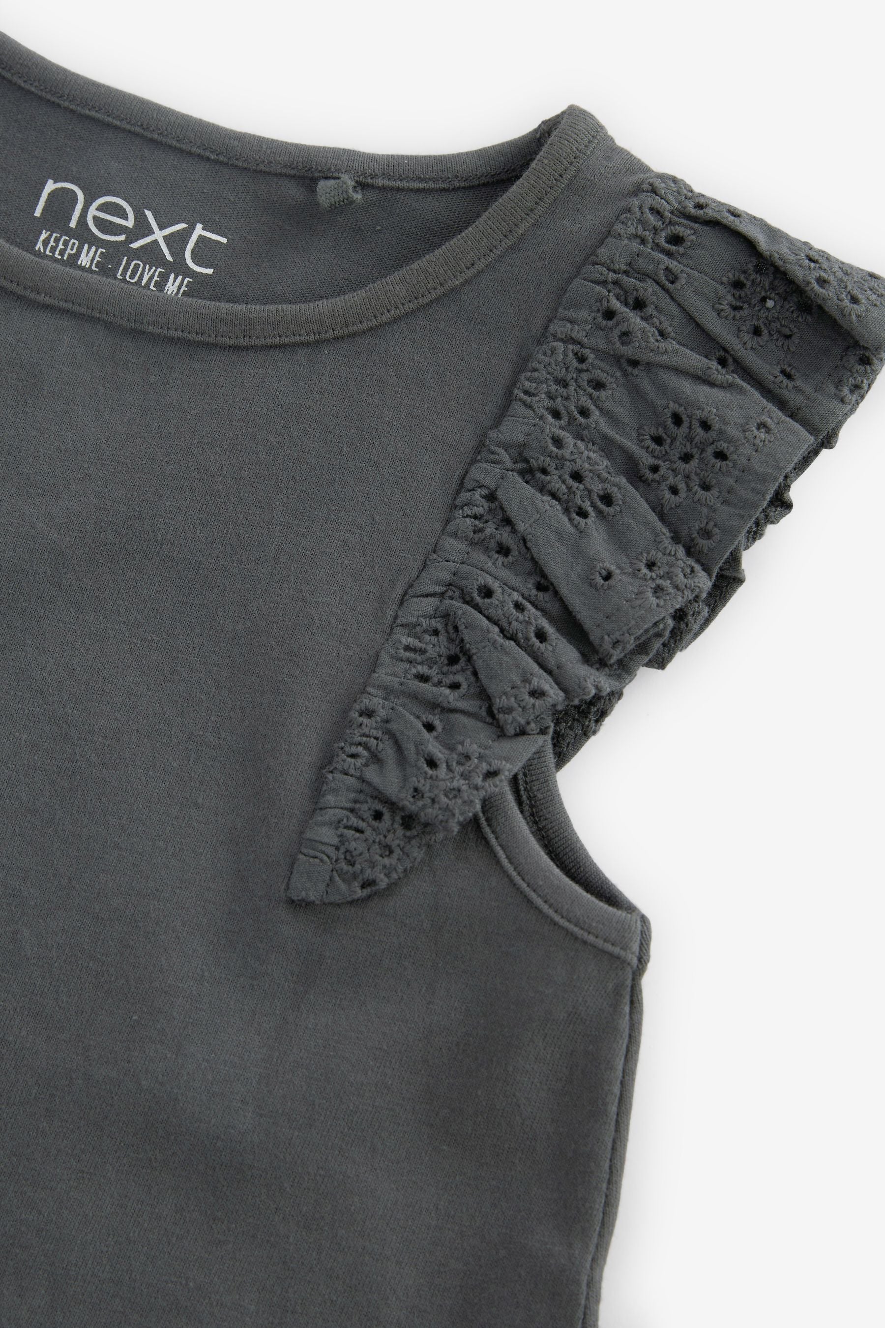 Charcoal Cotton Frill Vest (3mths-8yrs)