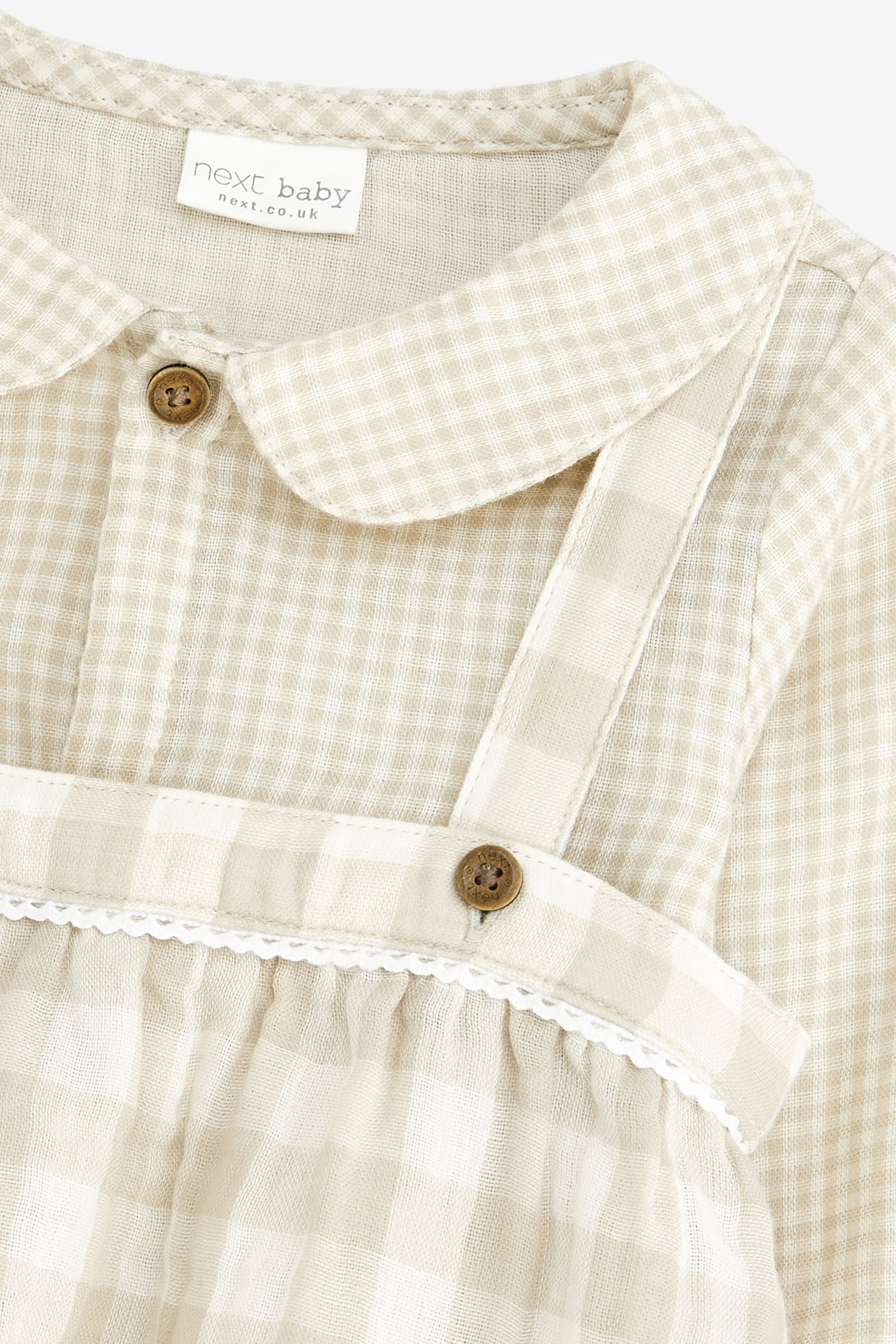 Brown Gingham Premium Baby 3 Piece  Romper Cardigan & Sock Set (0mths-2yrs)