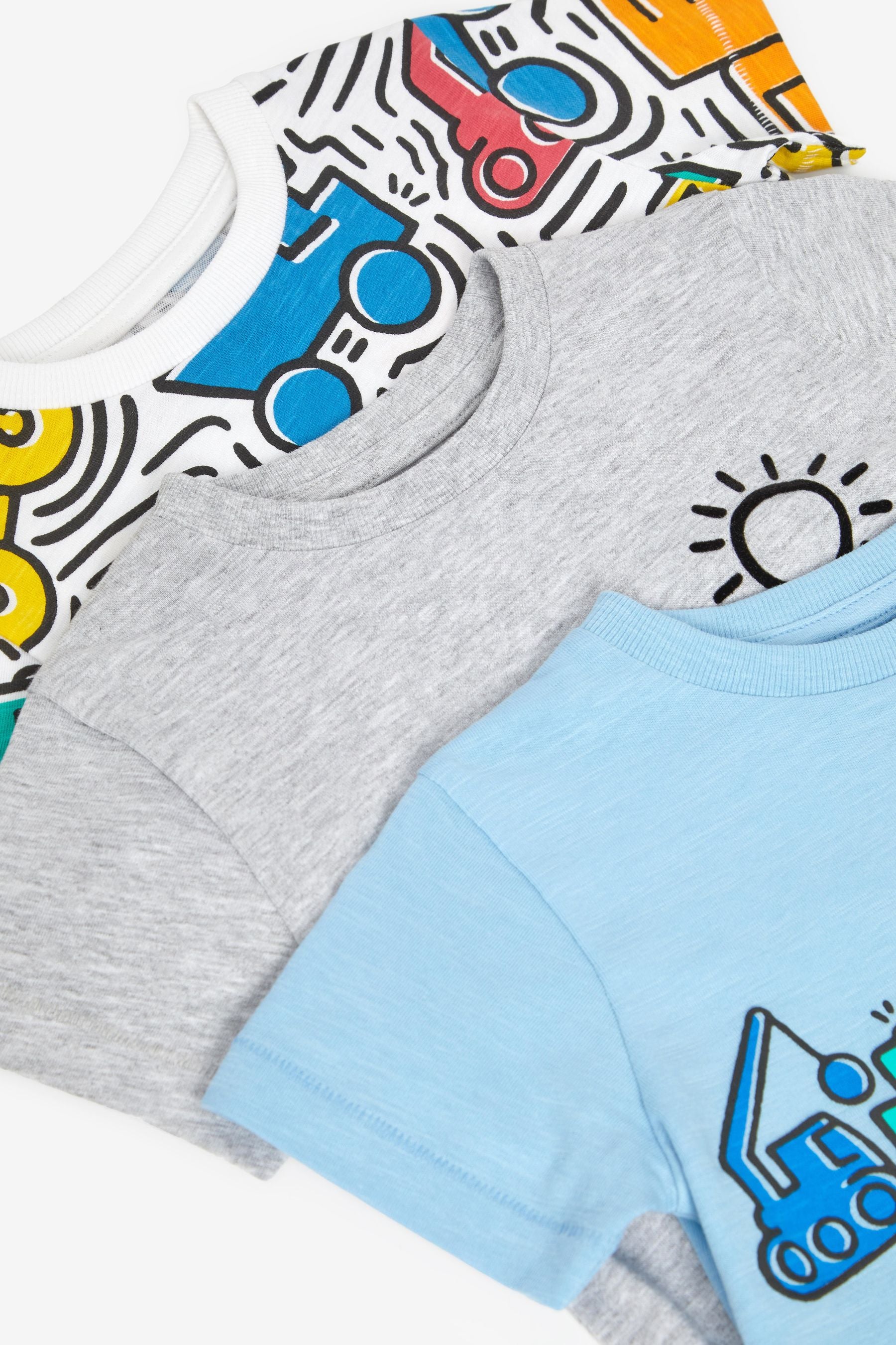 Blue/Grey Rainbow Digger 3 Pack T-Shirts (3mths-7yrs)