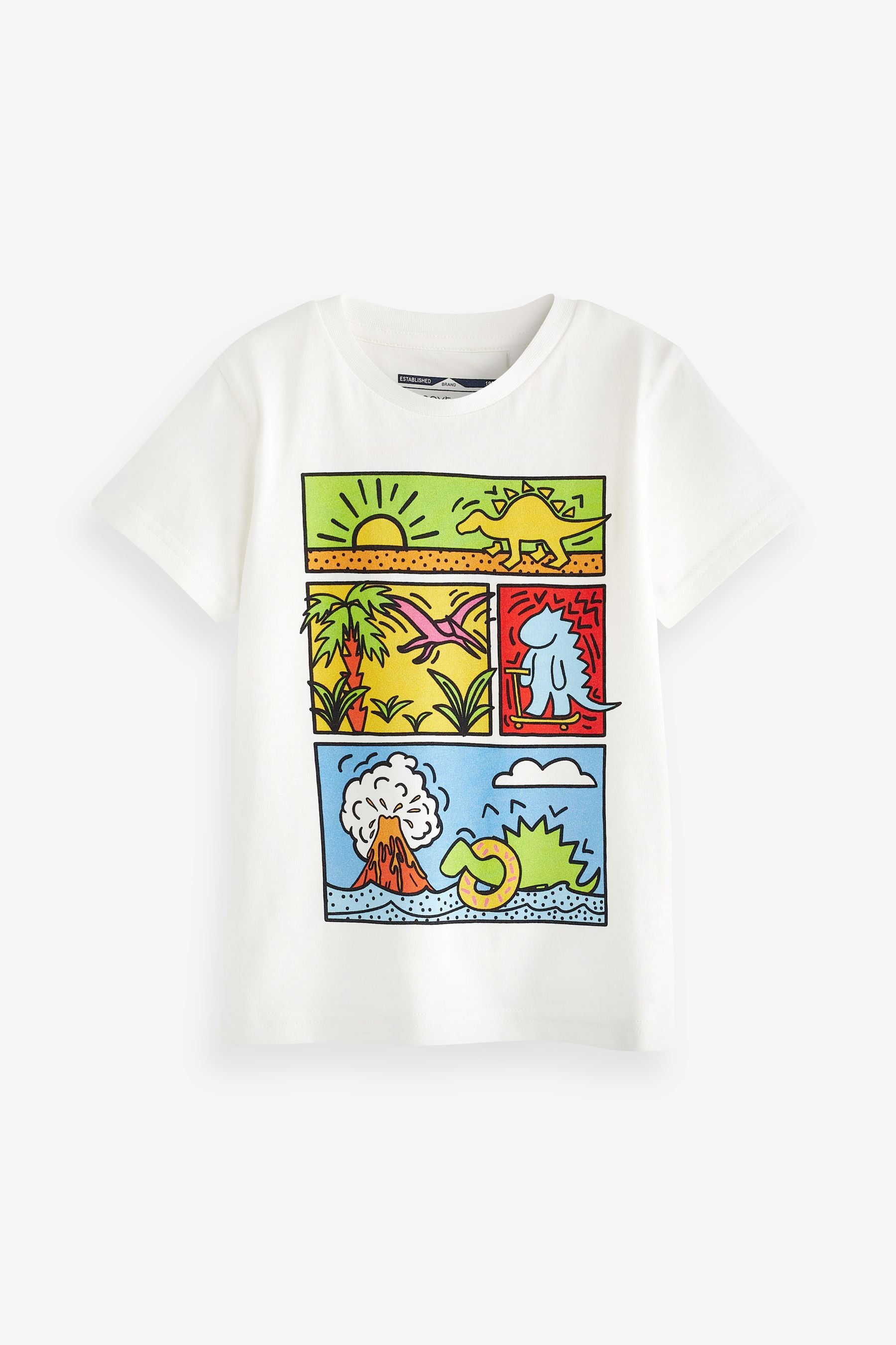 White Dino Boxes Short Sleeve Character T-Shirt (3mths-7yrs)