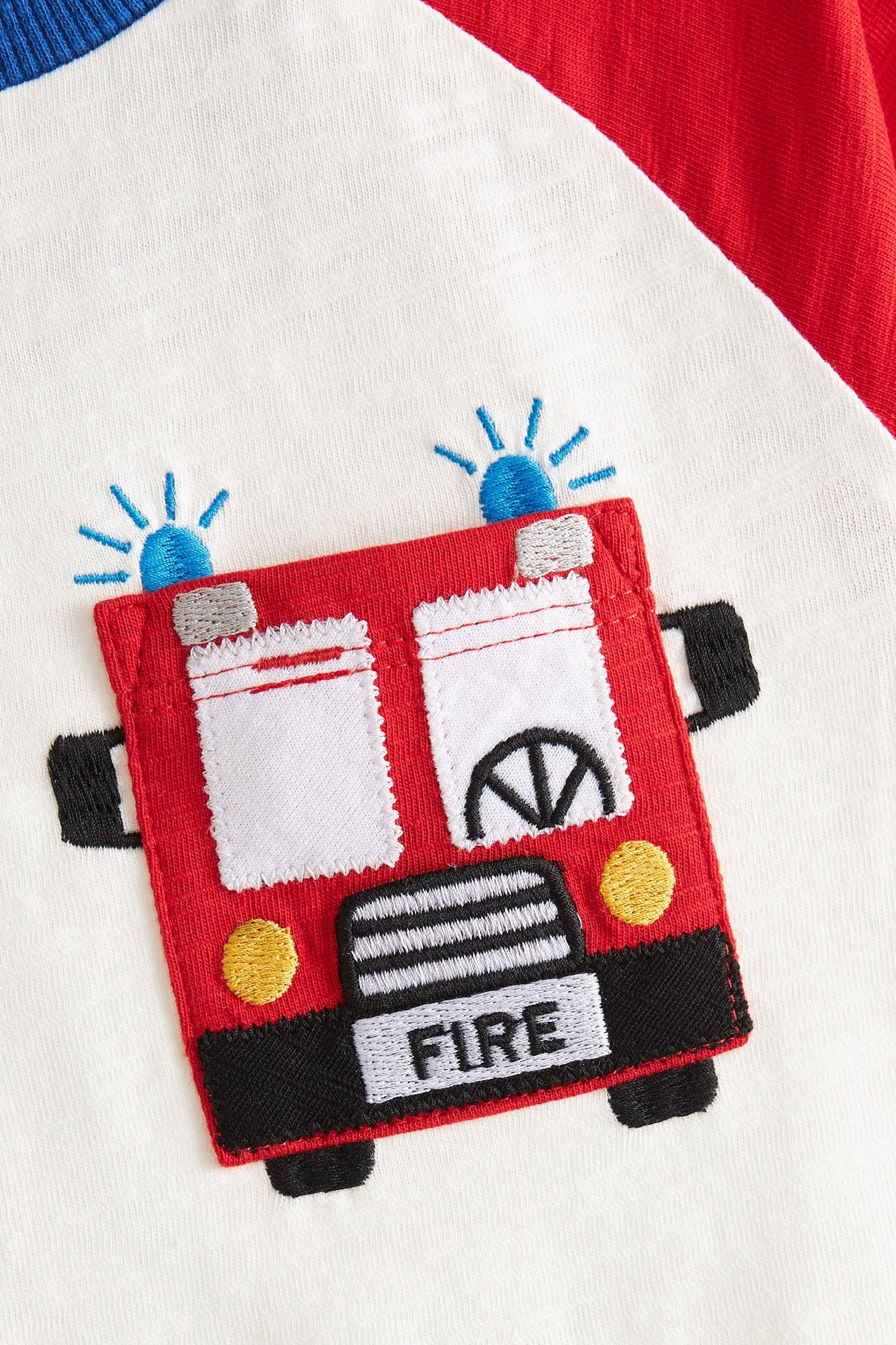 White/Red Fire Engine Pocket T-Shirt (3mths-7yrs)