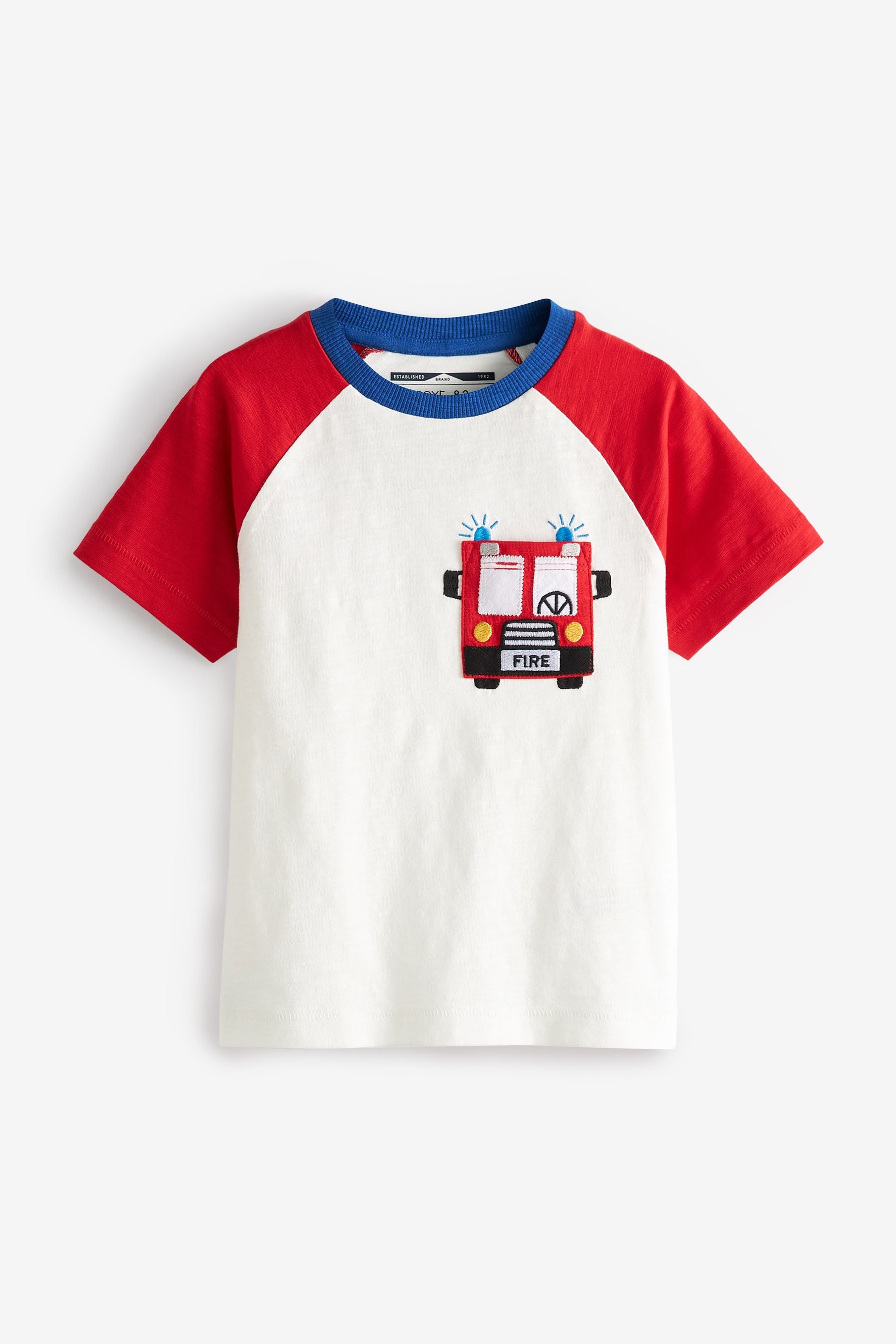 White/Red Fire Engine Pocket T-Shirt (3mths-7yrs)