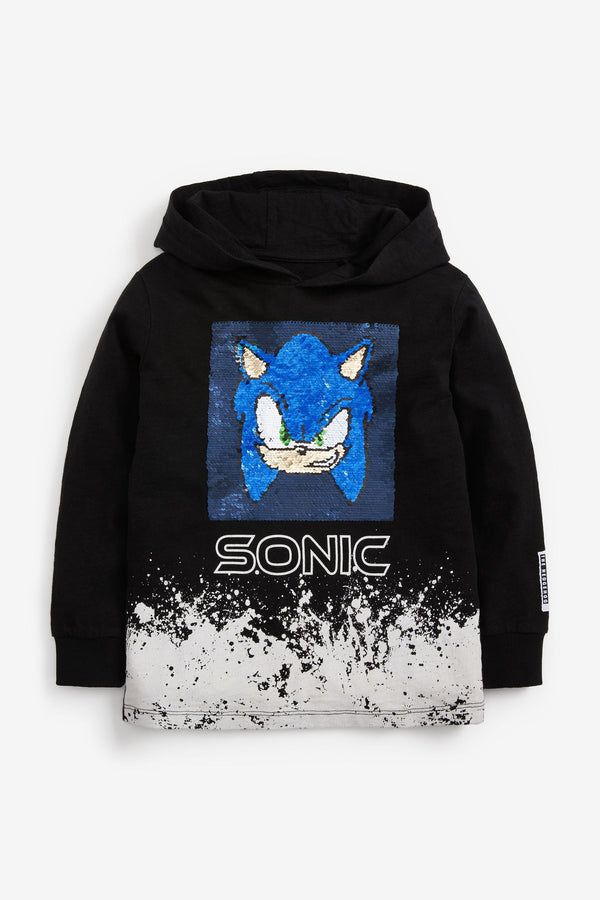 Black Sonic Flippy Sequin Hoodie (3-14yrs)