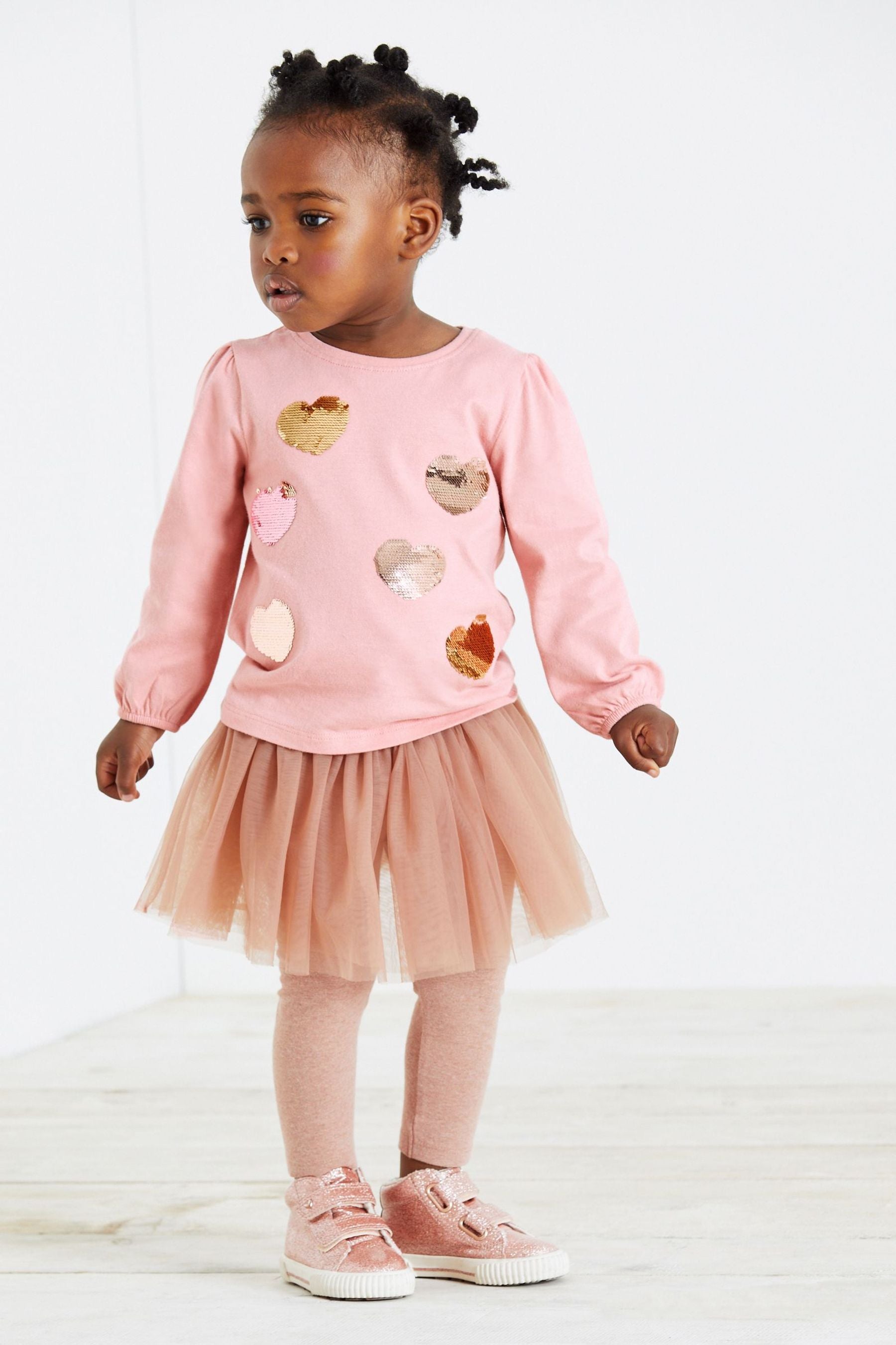 Pink Heart Sequin Long Sleeve T-Shirt (3mths-7yrs)