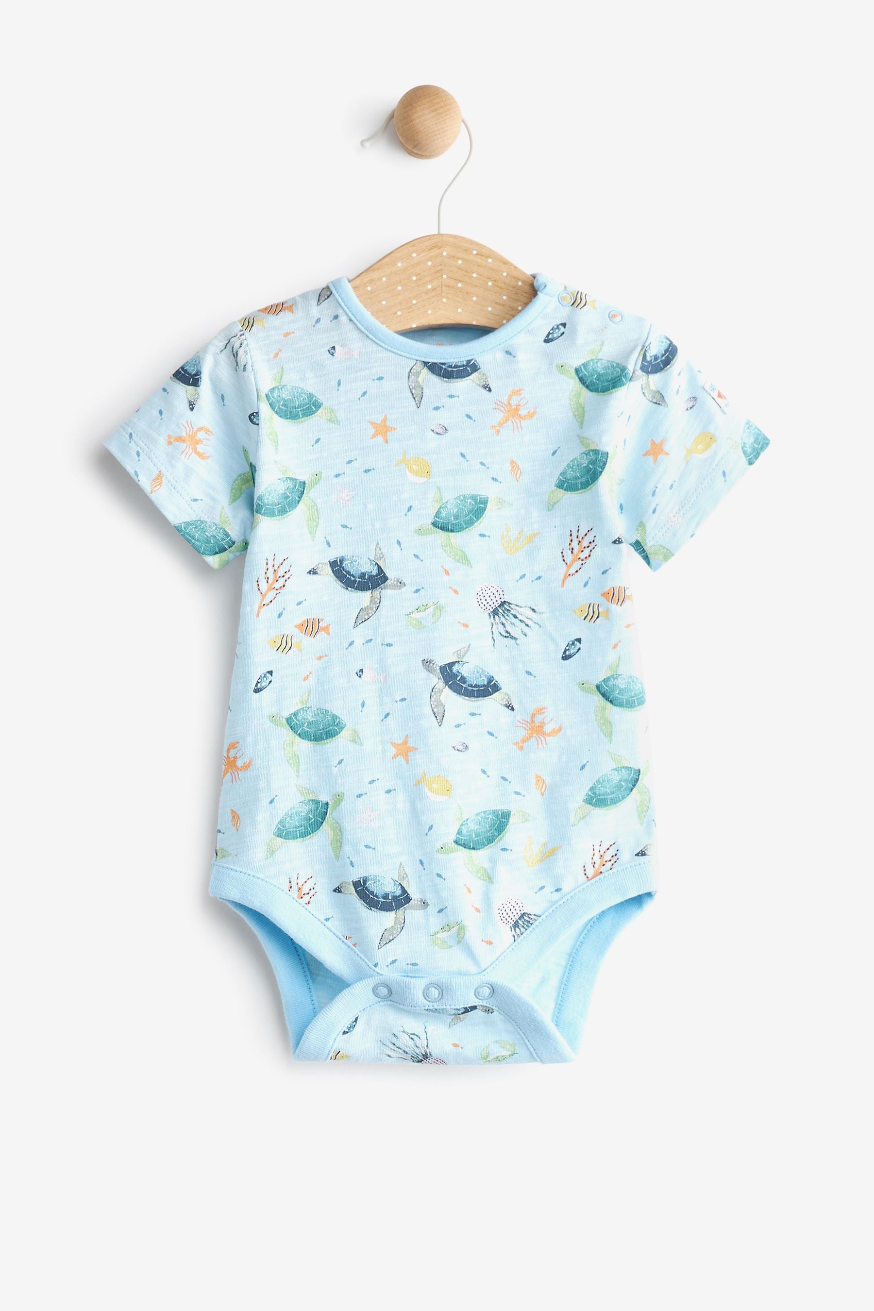 FatFace Baby Denim Crew Blue Turtle Dungaree Set