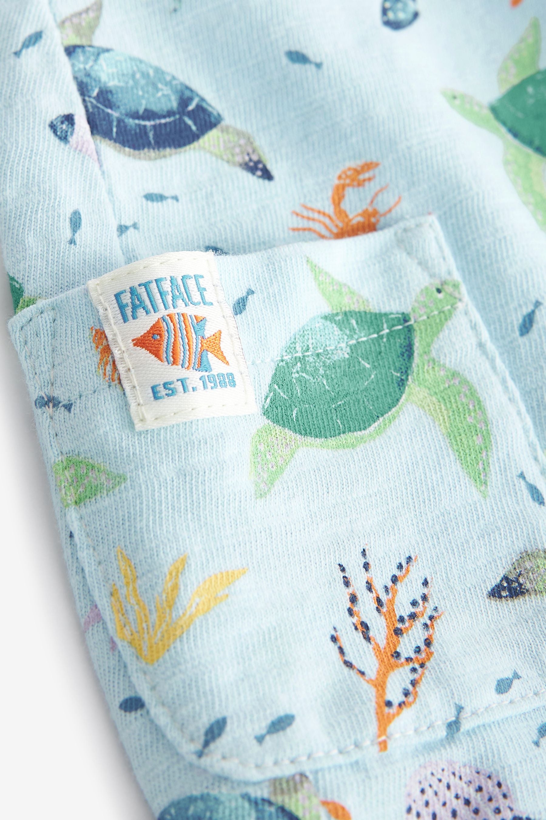 FatFace Baby Blue Crew Short Turtle Romper