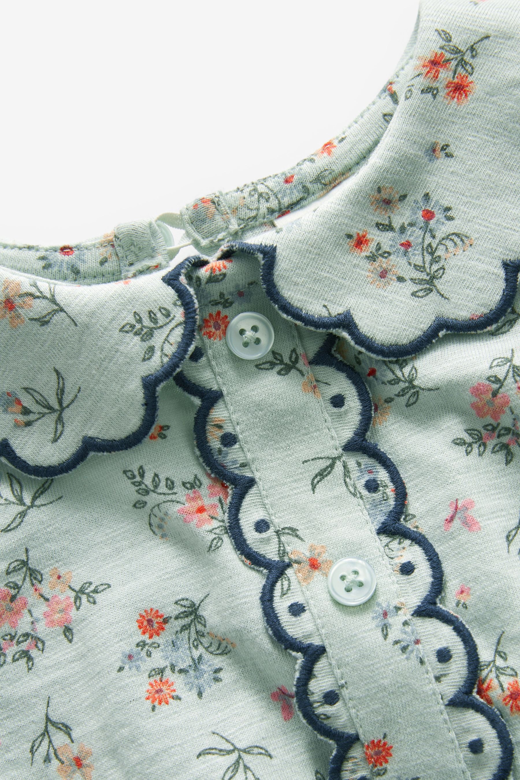 Denim Jersey Floral Collared Dress (3mths-7yrs)