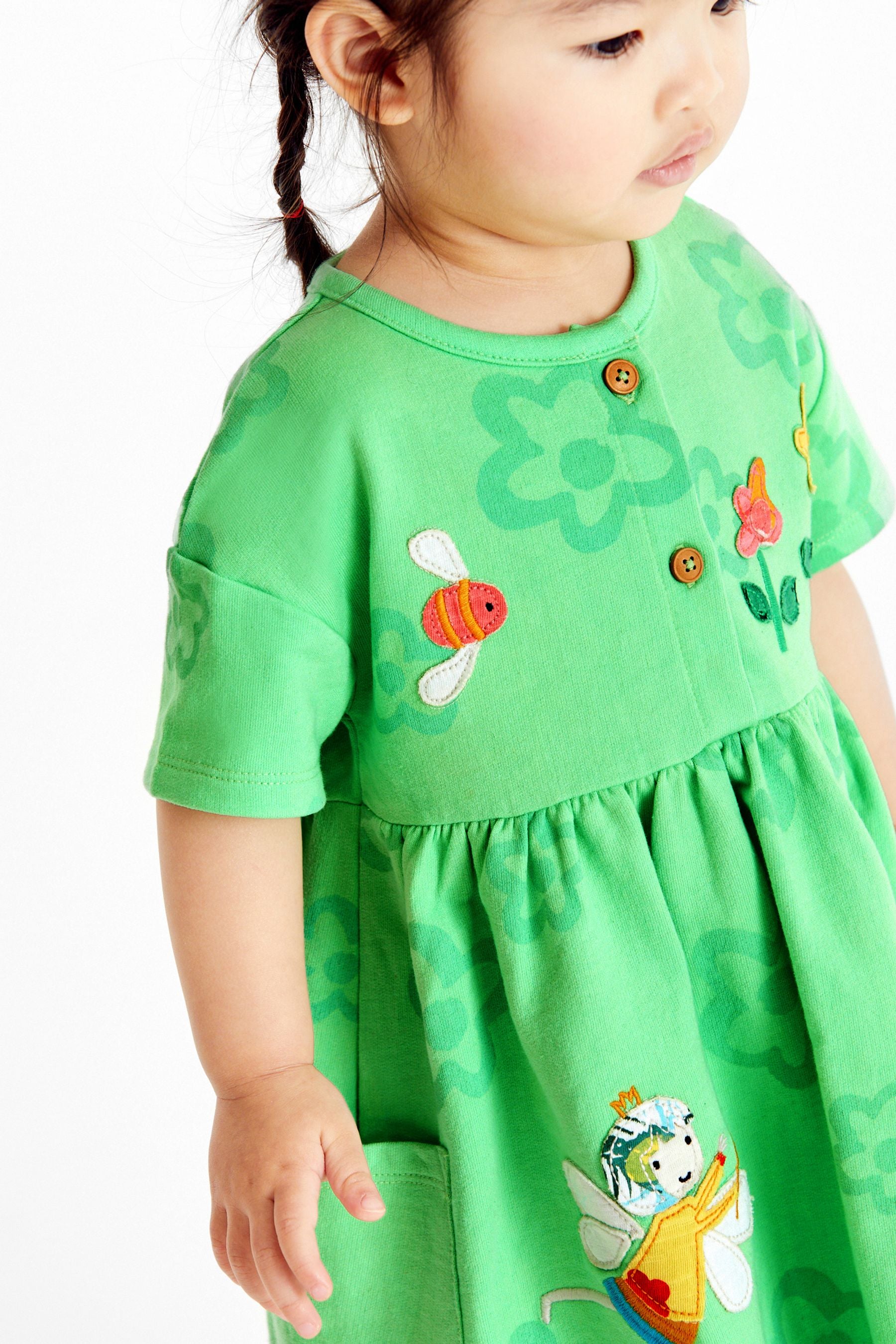 Green Fairy Appliqu Midweight Jersey Dress (3mths-7