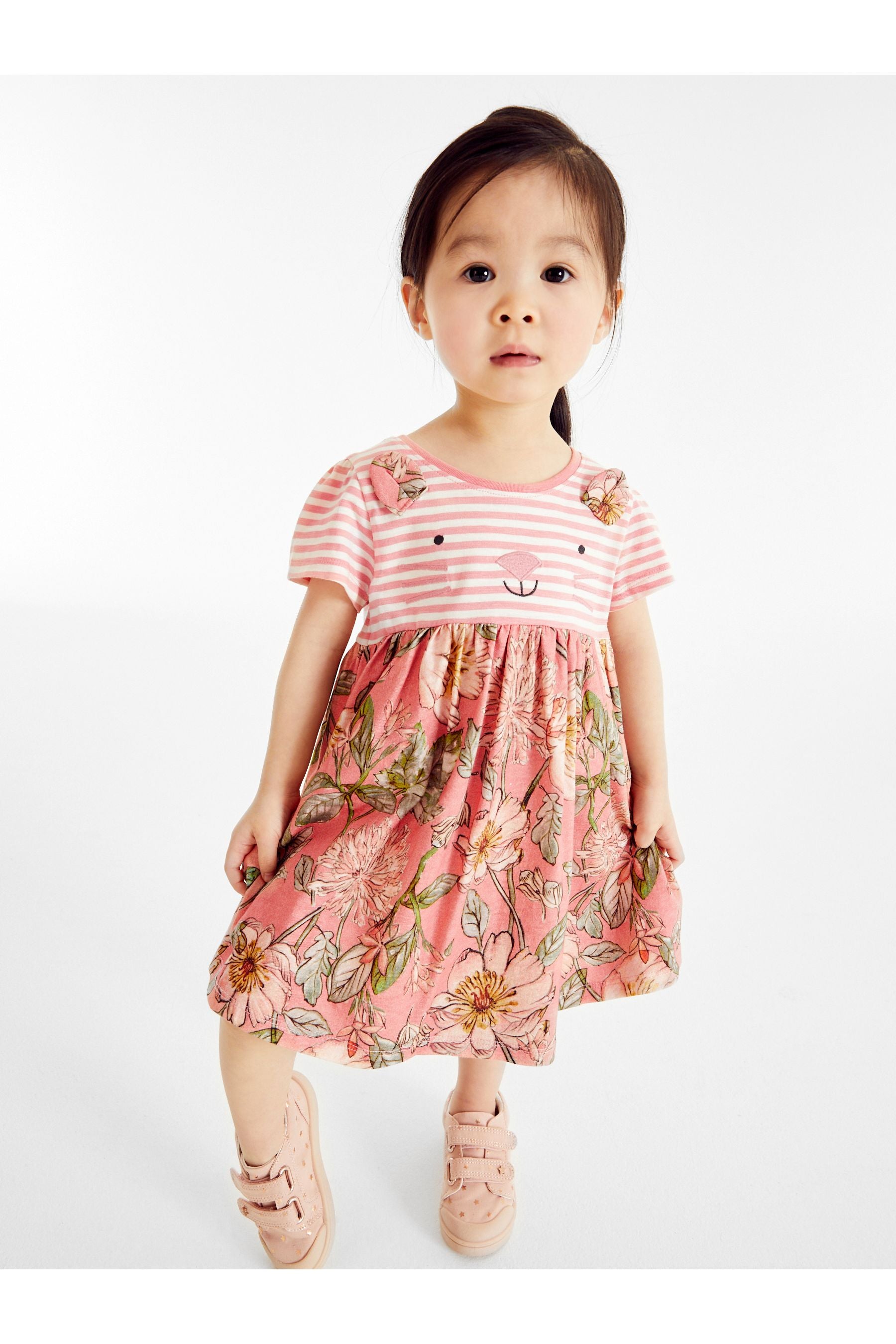 Pink Floral Character Short Sleeve Jersey Dress (3mths-7yrs)