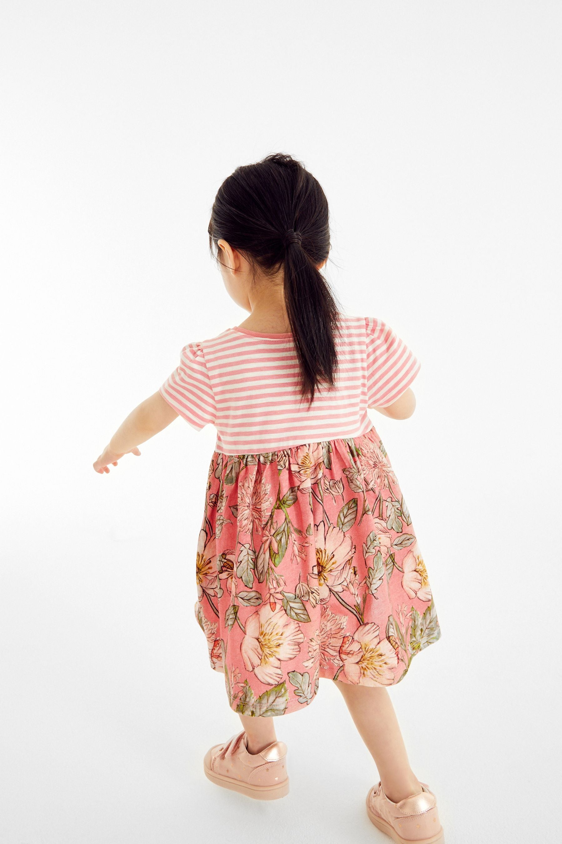 Pink Floral Character Short Sleeve Jersey Dress (3mths-7yrs)