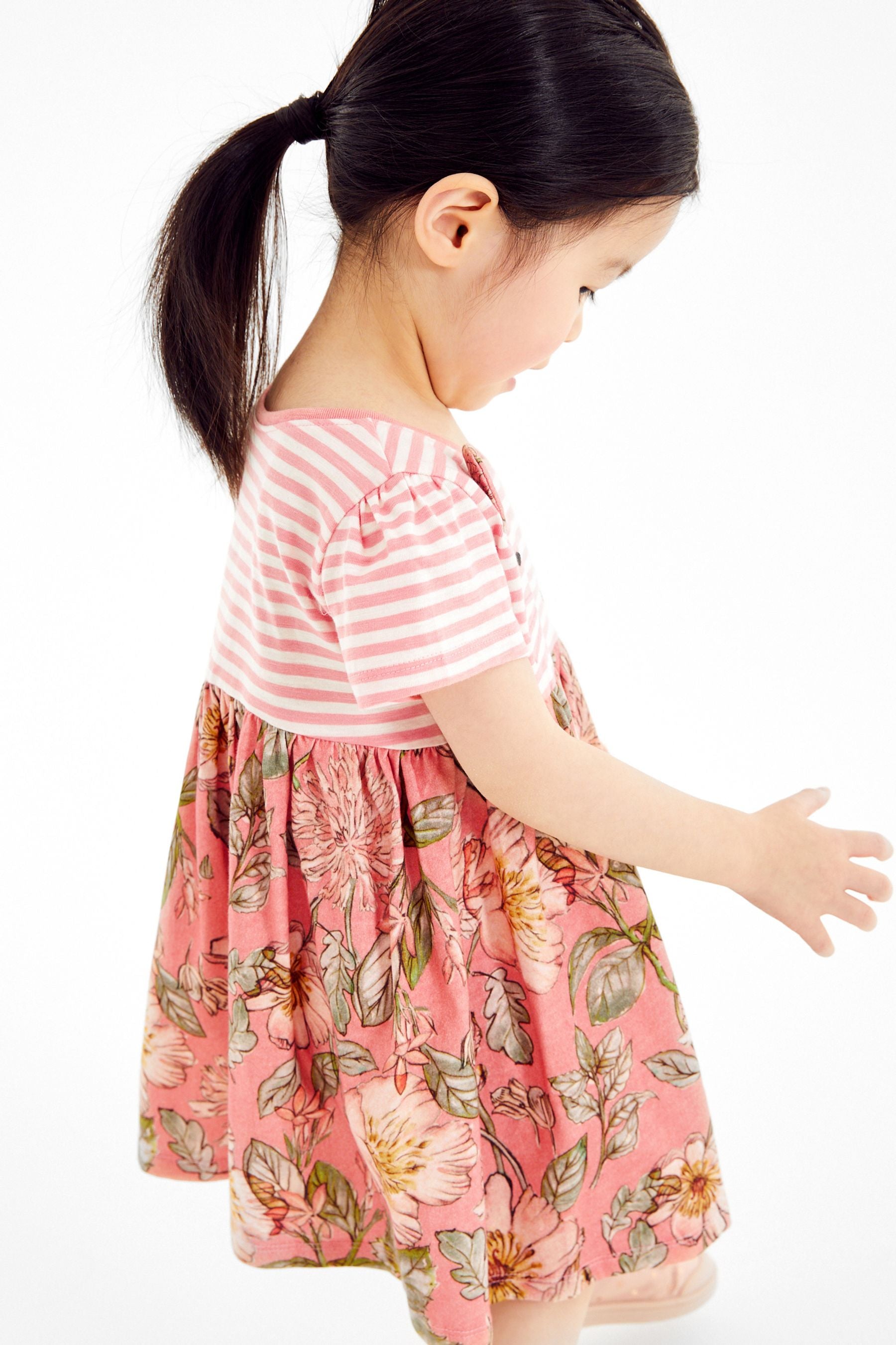 Pink Floral Character Short Sleeve Jersey Dress (3mths-7yrs)