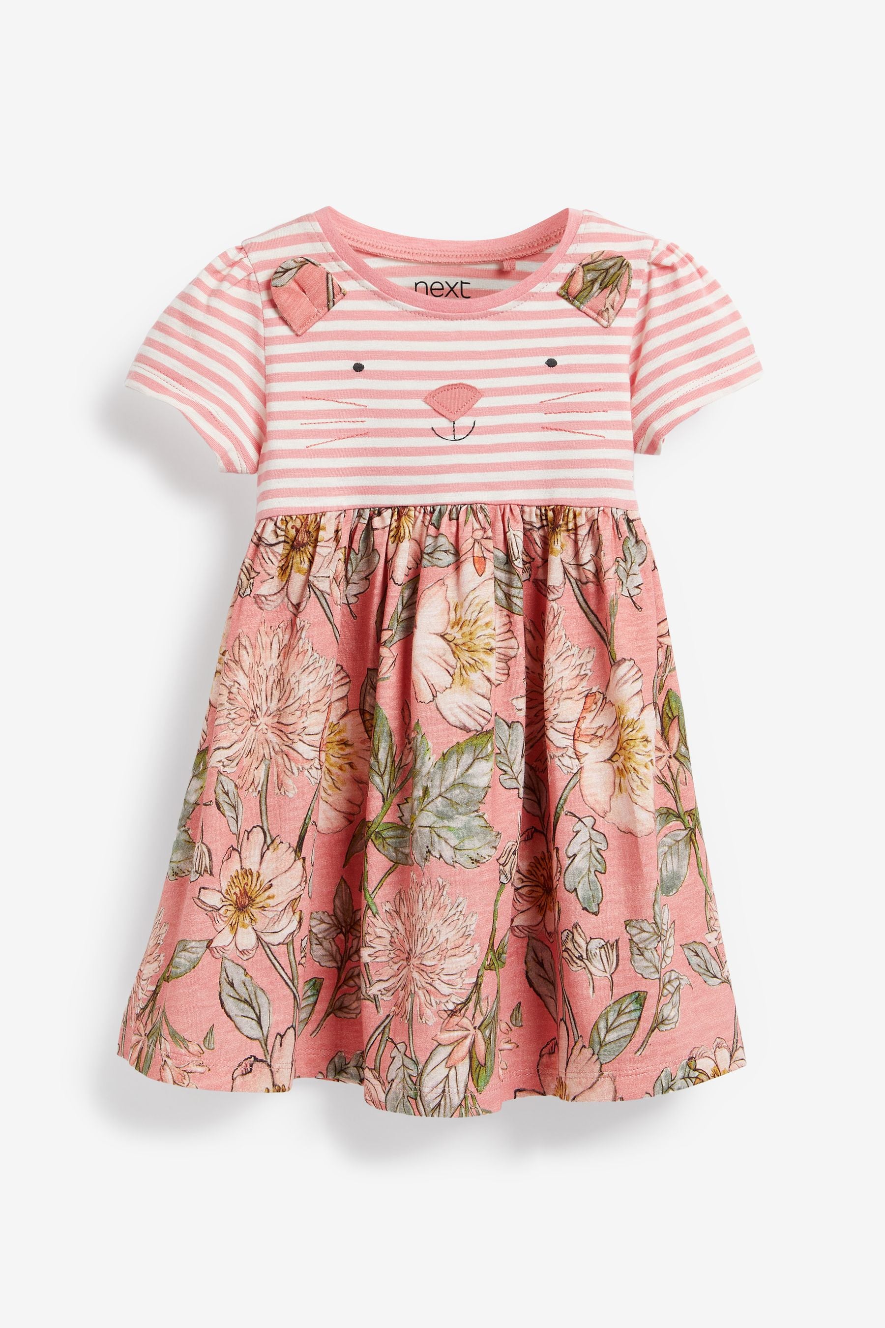 Pink Floral Character Short Sleeve Jersey Dress (3mths-7yrs)