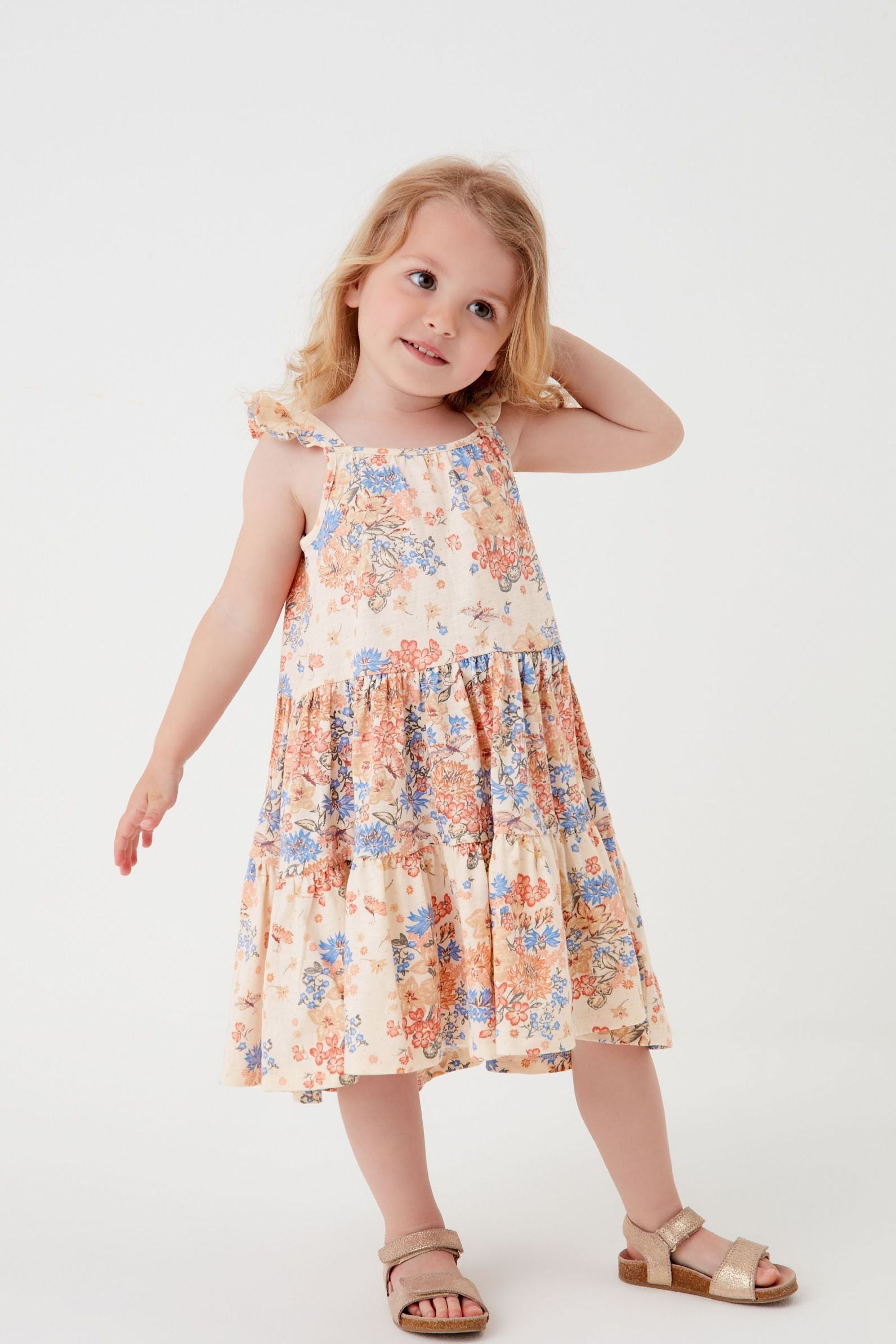 Cream Floral Sleeveless Jersey Sundress (3mths-7yrs)