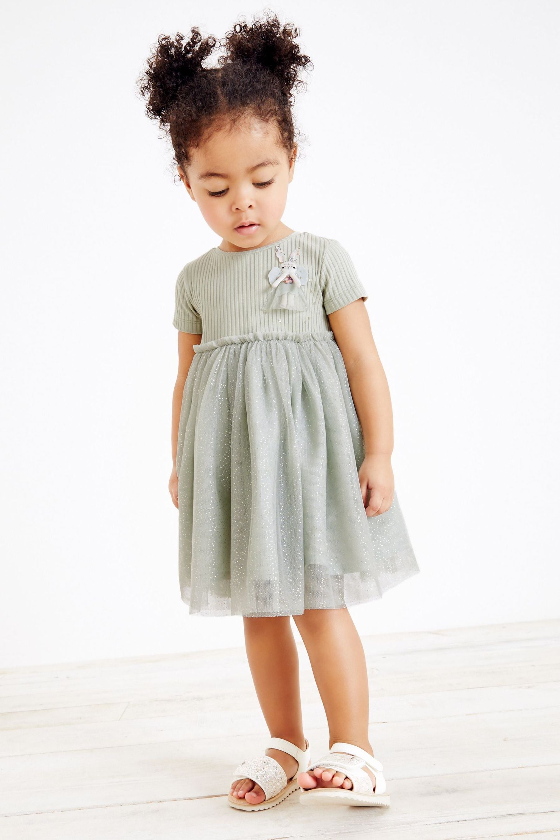 Green Bunny Short Sleeve Party Tutu Dress (3mths-7yrs)