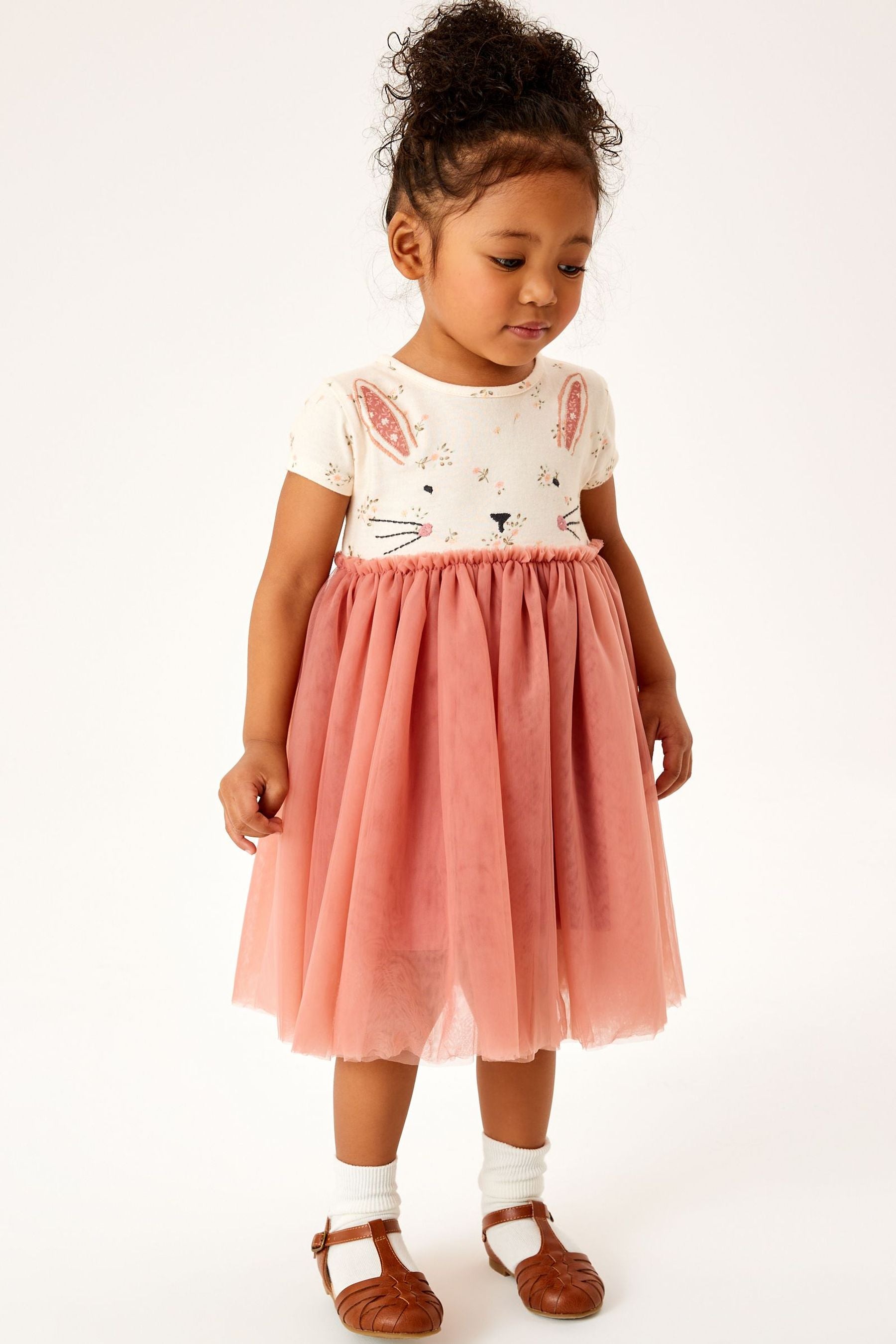 Pink Bunny Short Sleeve Party Tutu Dress (3mths-7yrs)