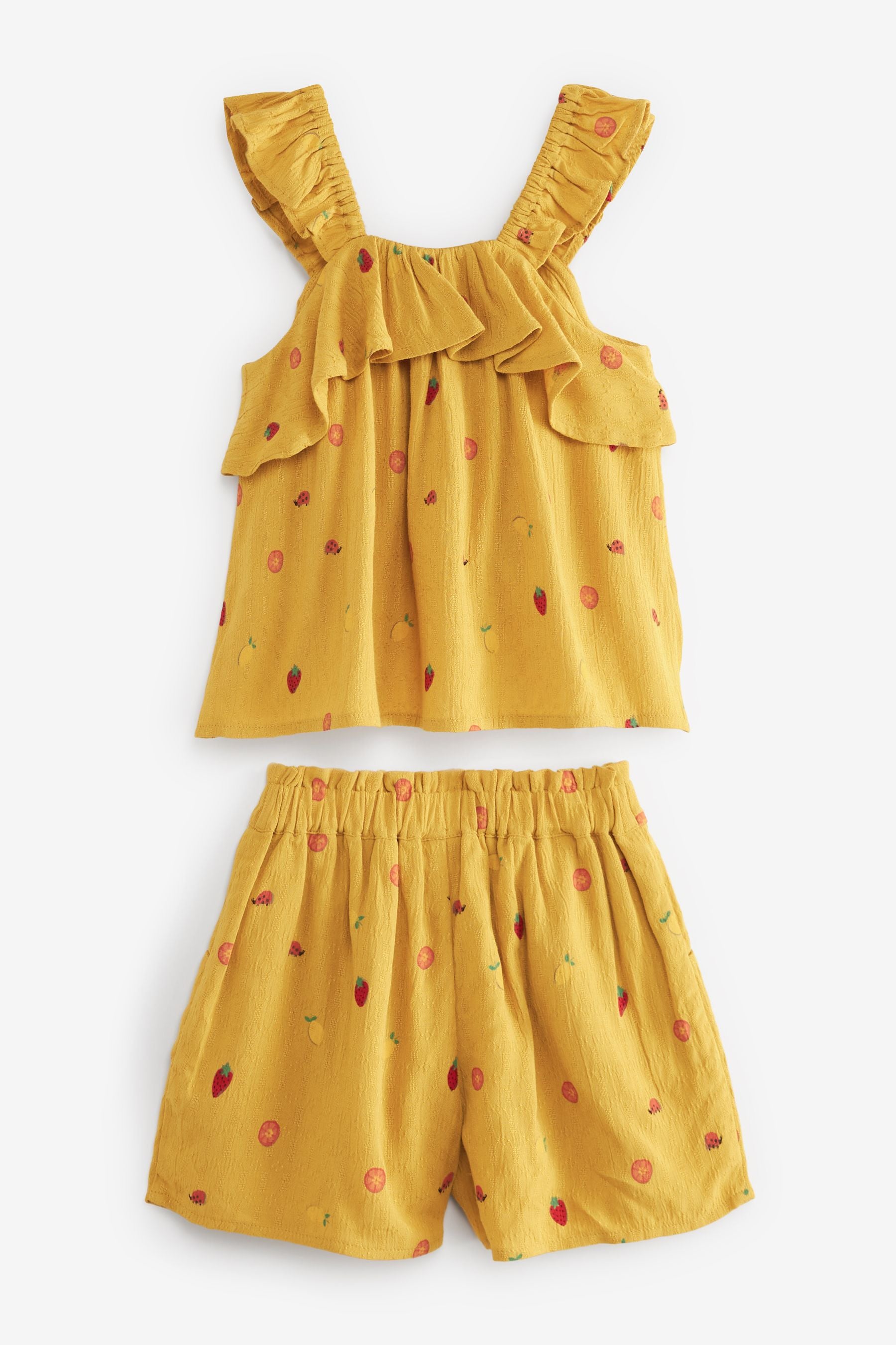 Ochre Yellow Woven Blouse And Shorts Set (3mths-7yrs)