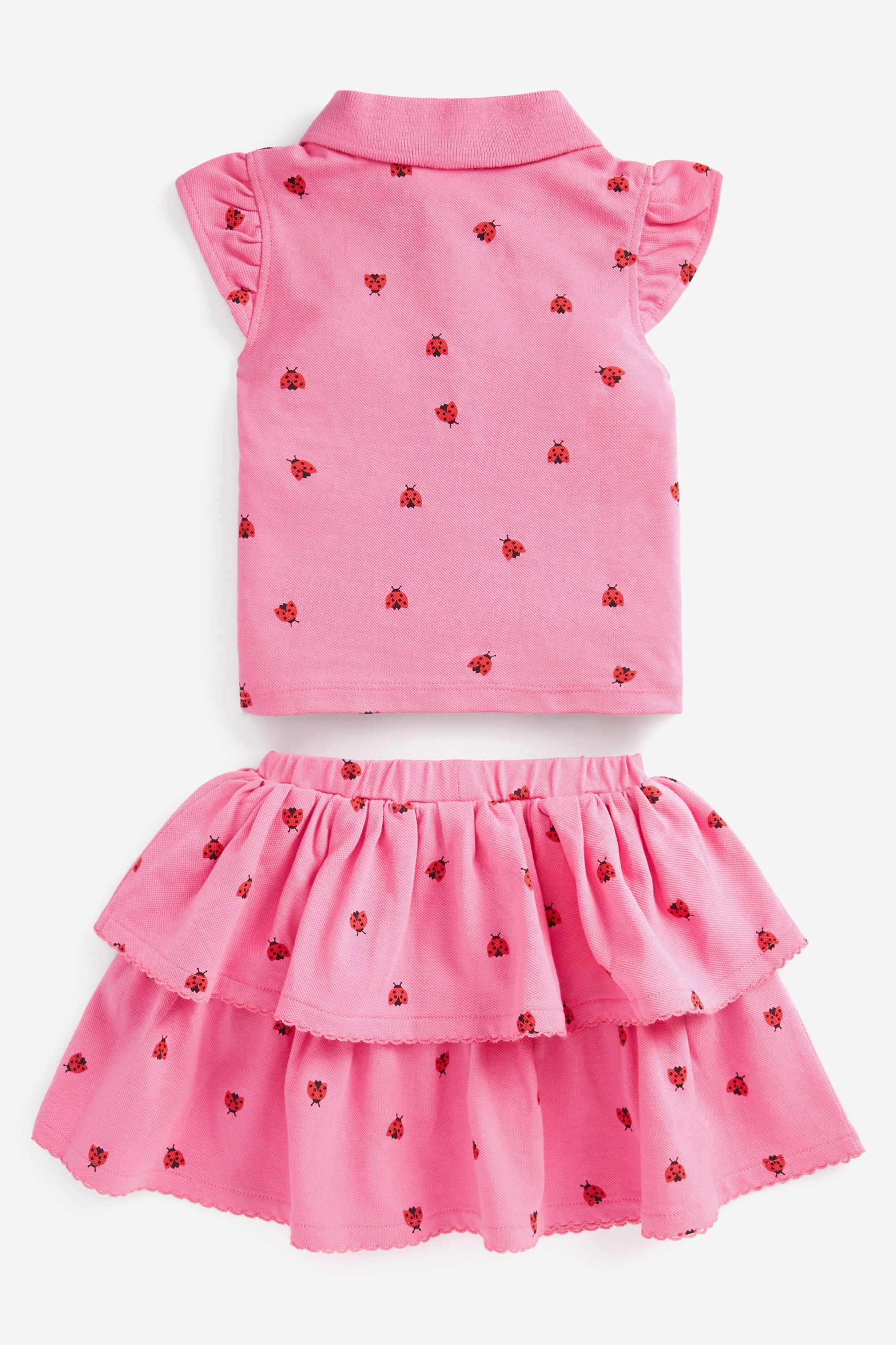 Pink 2 Piece Pique Top And Skirt Set (3mths-7yrs)