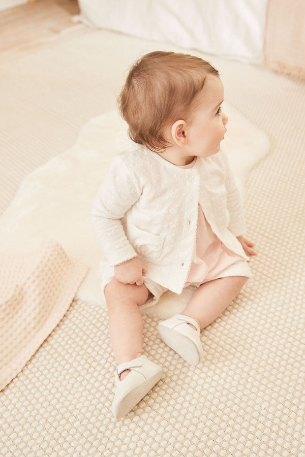 Cream Baby Broderie Jersey Cardigan (0mths-2yrs)