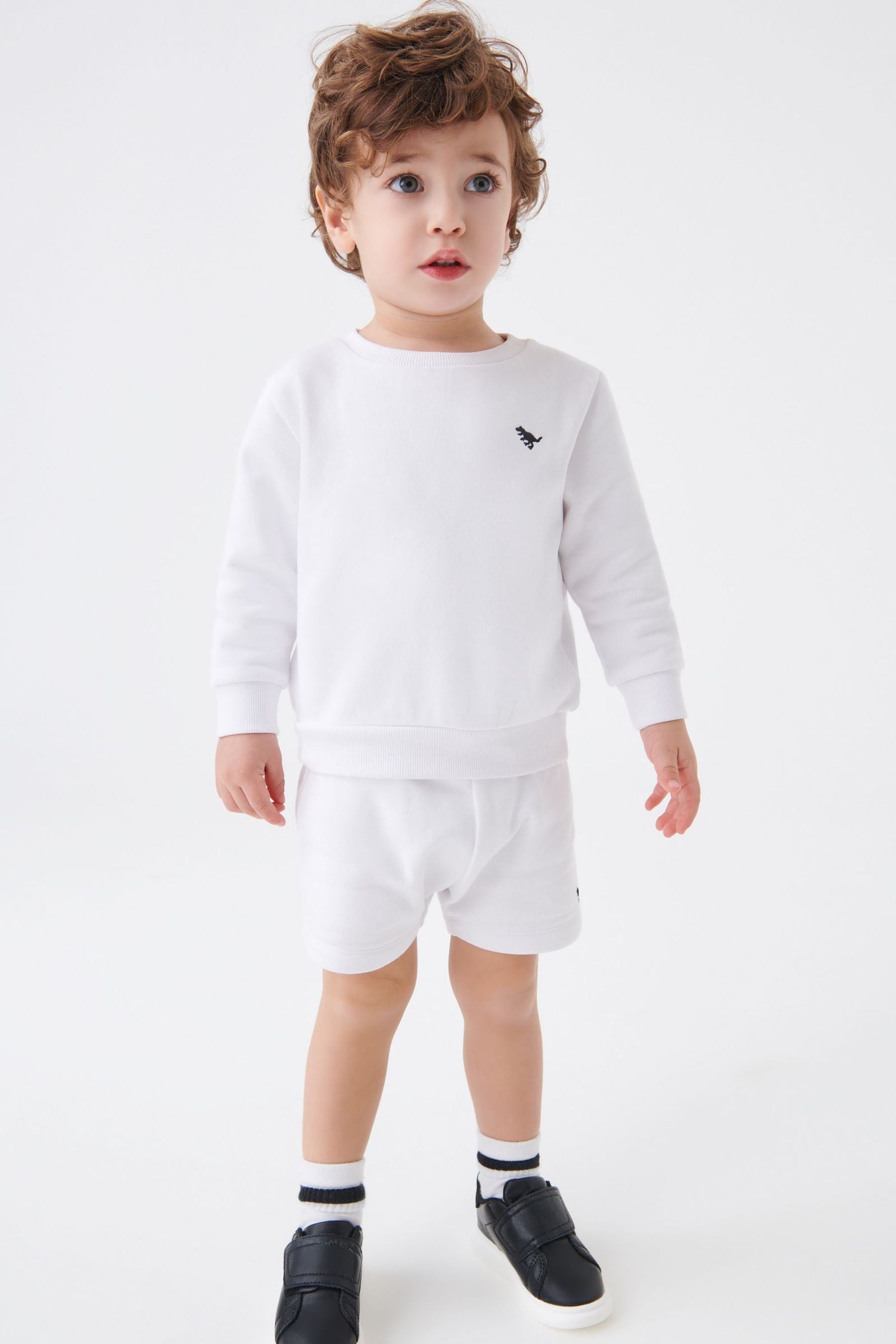 White Crew And Shorts Set (3mths-7yrs)