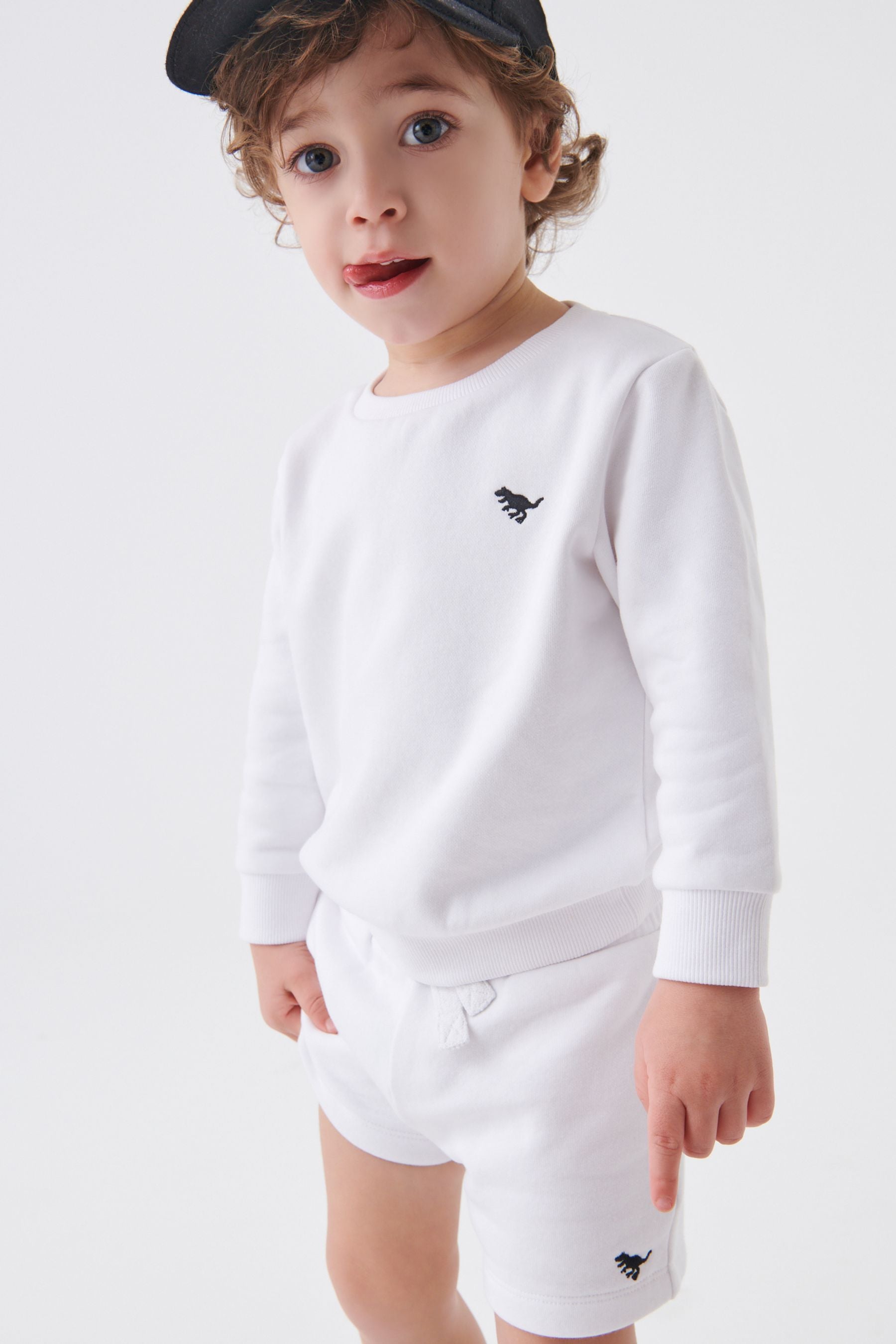 White Crew And Shorts Set (3mths-7yrs)