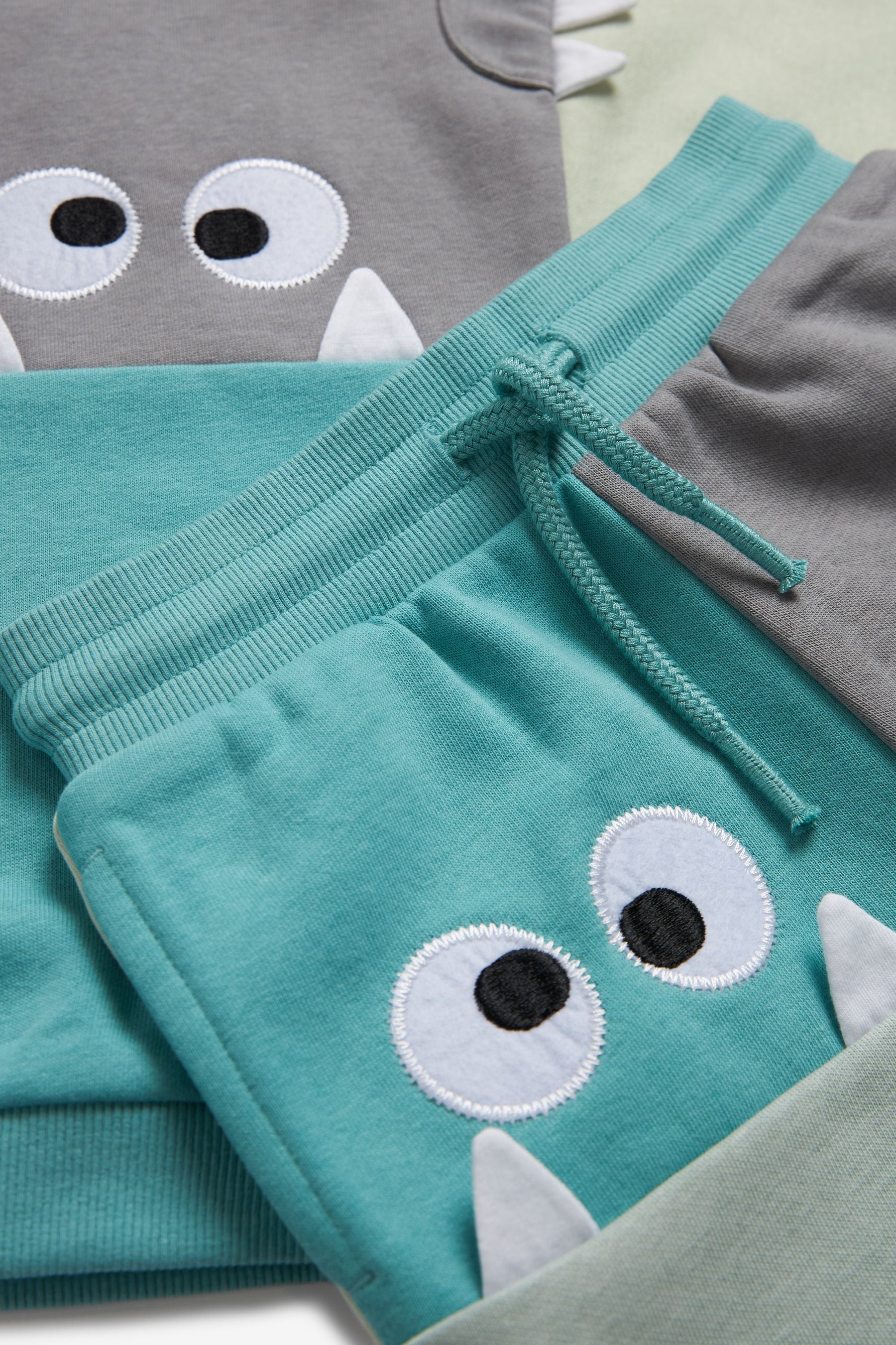 Teal Blue Monster Colourblock Jersey Sweatshirt & Short Set (3mths-7yrs)