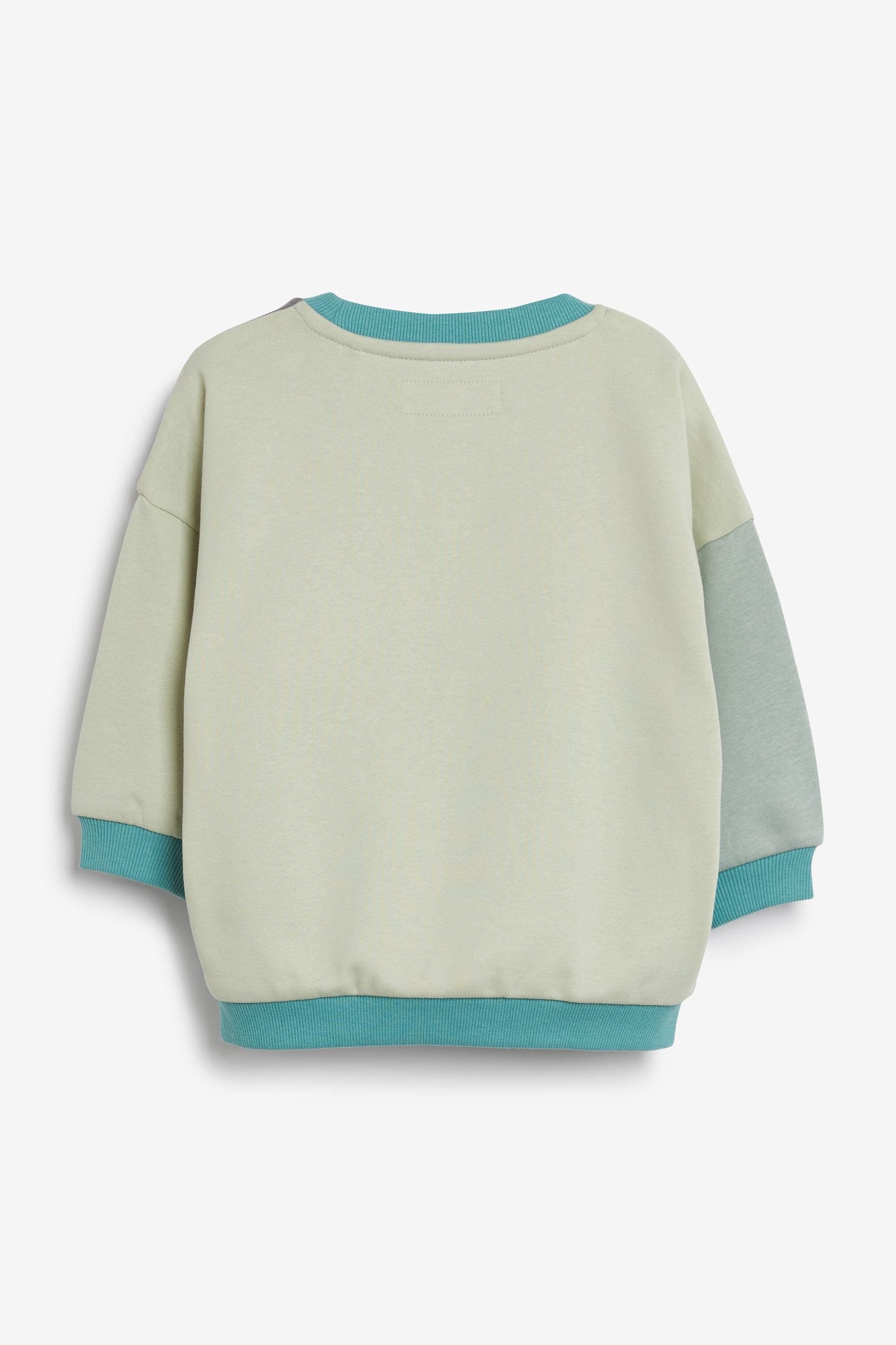 Teal Blue Monster Colourblock Jersey Sweatshirt & Short Set (3mths-7yrs)