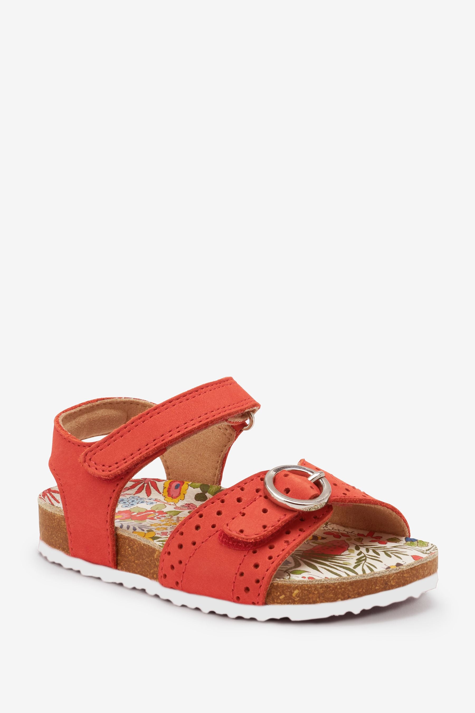 Red Leather Standard Fit (F) Adjustable Strap Corkbed Sandals