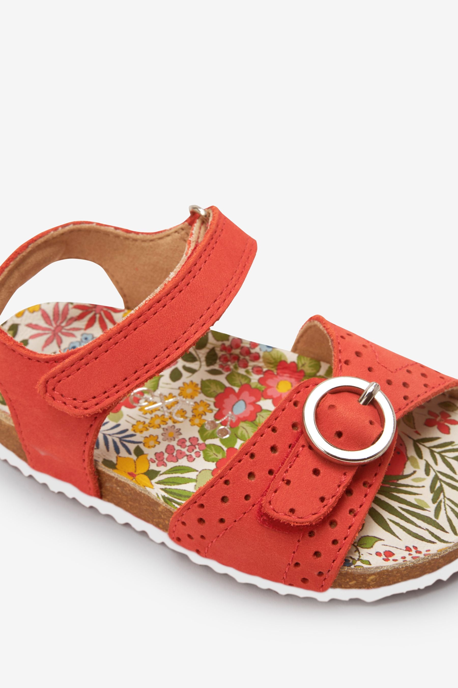 Red Leather Standard Fit (F) Adjustable Strap Corkbed Sandals