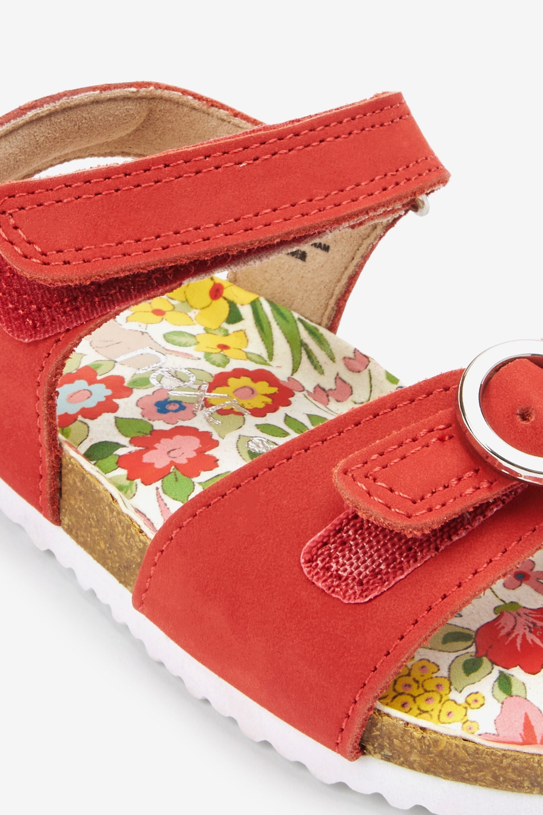 Red Leather Standard Fit (F) Adjustable Strap Corkbed Sandals