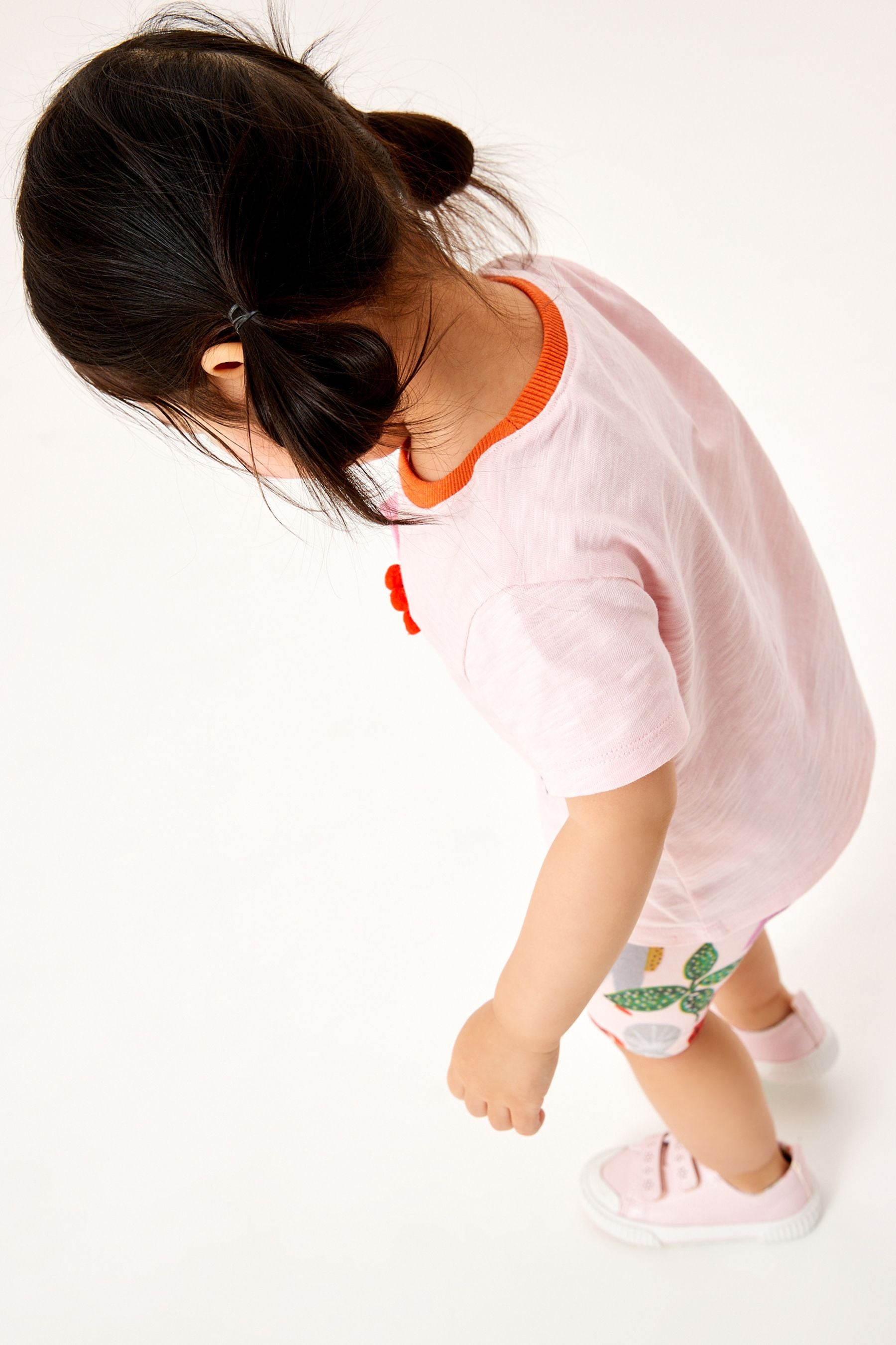 Cream/Pink Girls T-Shirt & Cycling Shorts Set (3mths-7yrs)