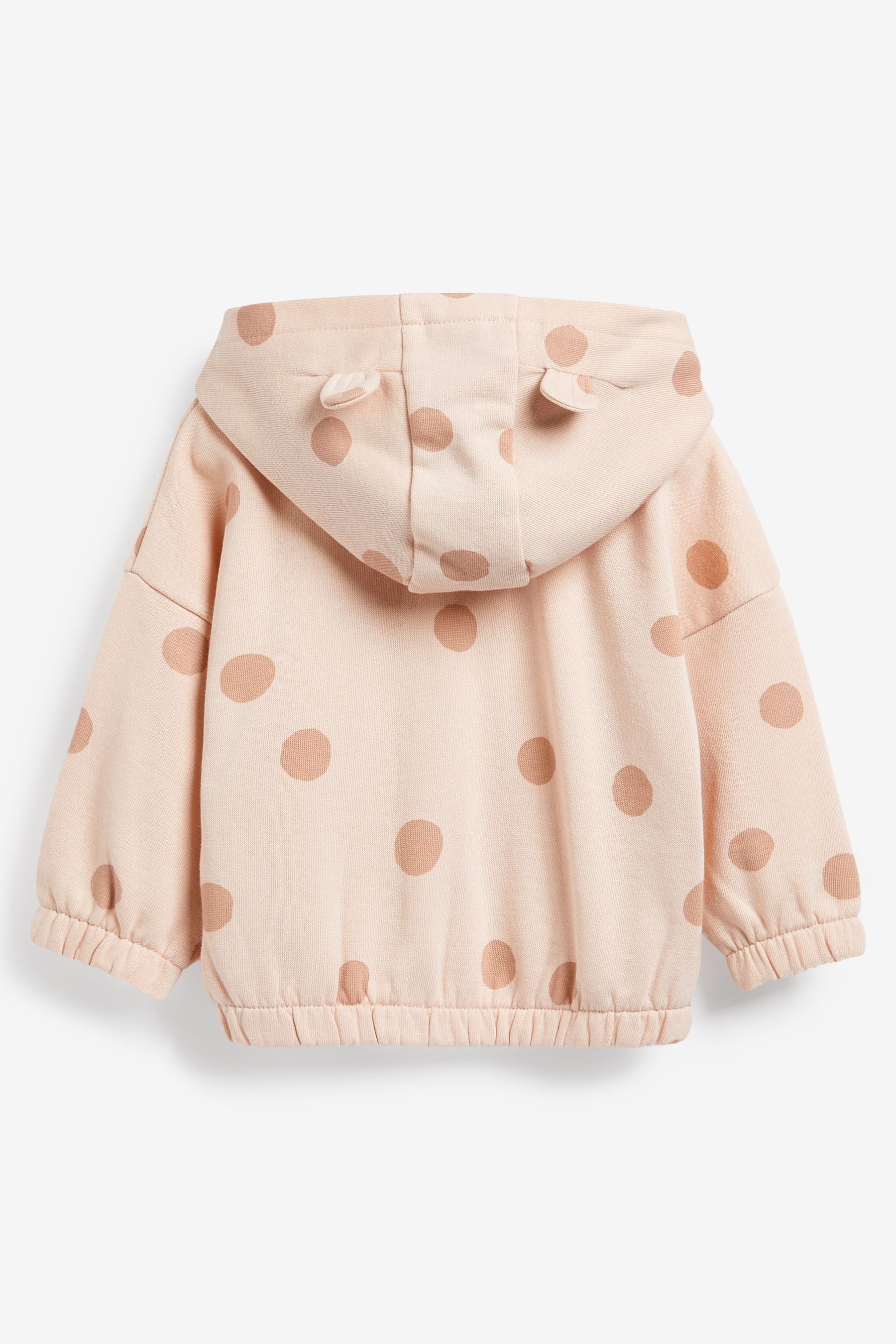 Cream Teddy Bear Spot Jersey Zip Through Hoodie (3mths-7yrs)