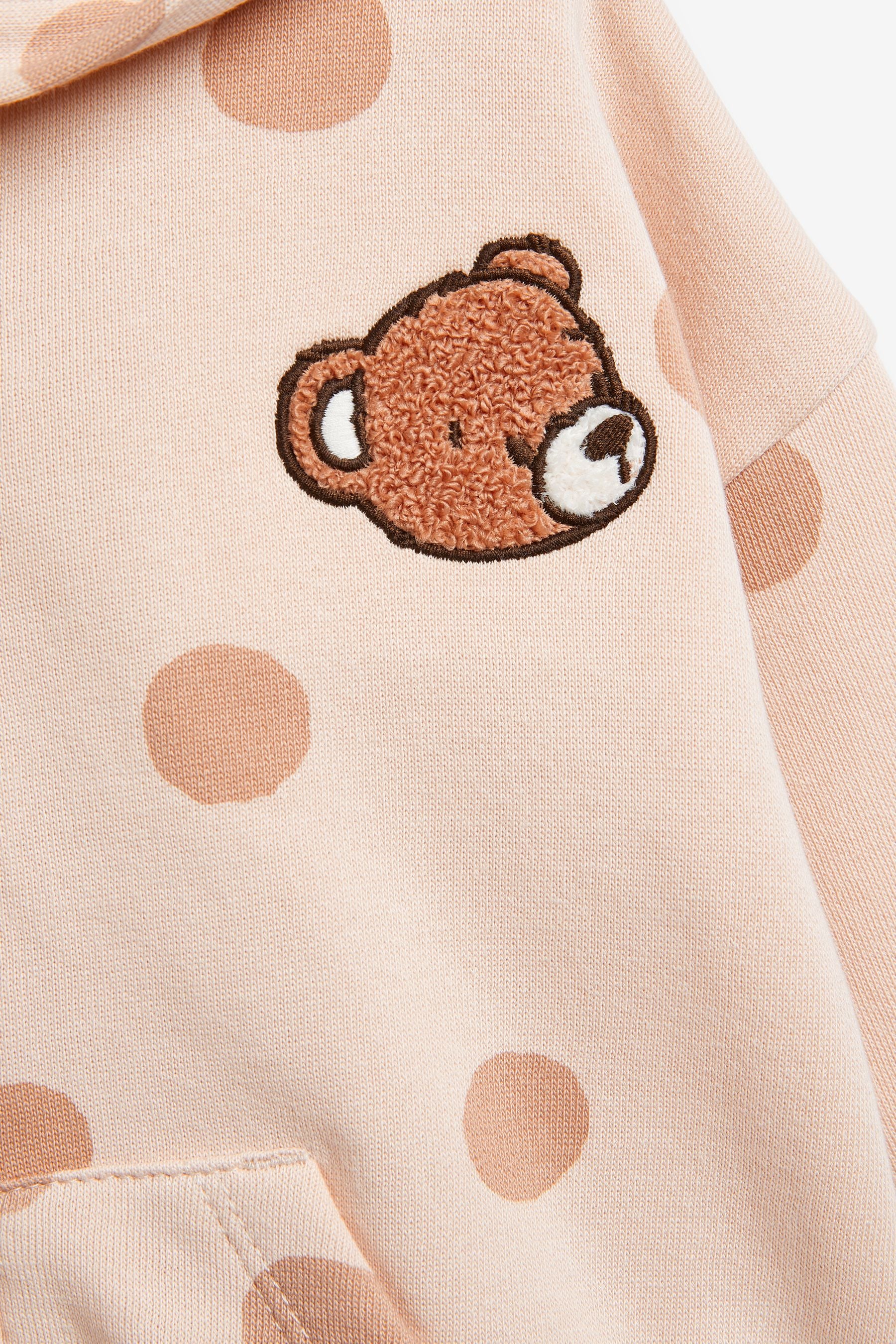 Cream Teddy Bear Spot Jersey Zip Through Hoodie (3mths-7yrs)