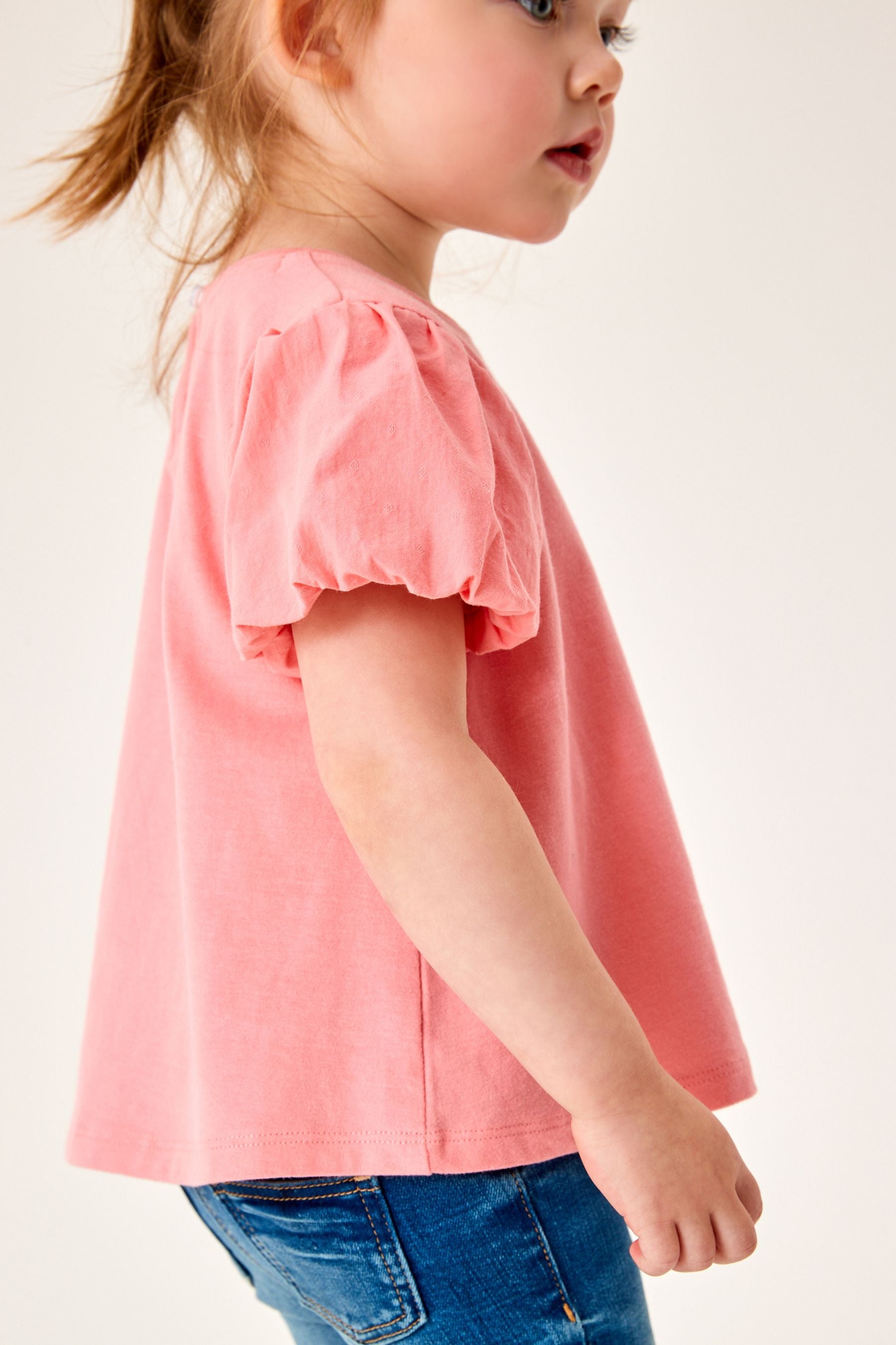 Blush Pink Cotton Puff Sleeve T-Shirt (3mths-7yrs)