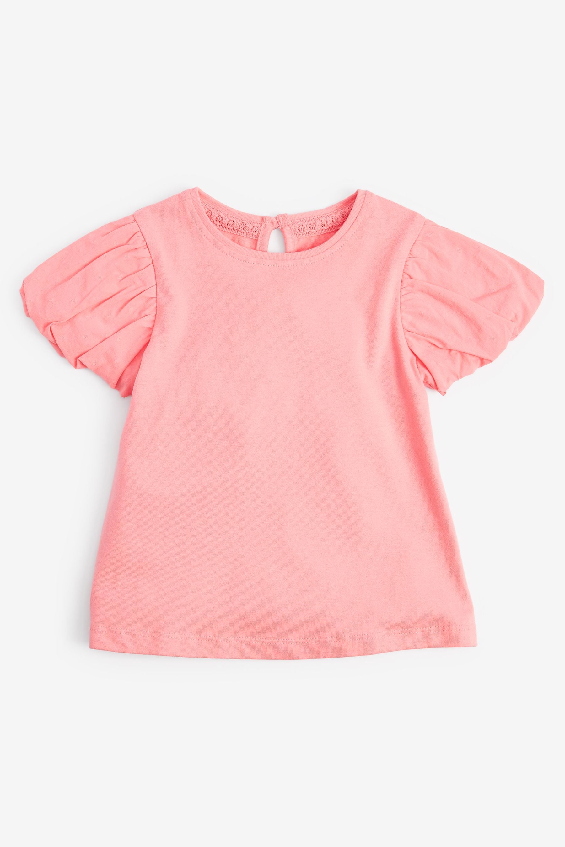 Blush Pink Cotton Puff Sleeve T-Shirt (3mths-7yrs)