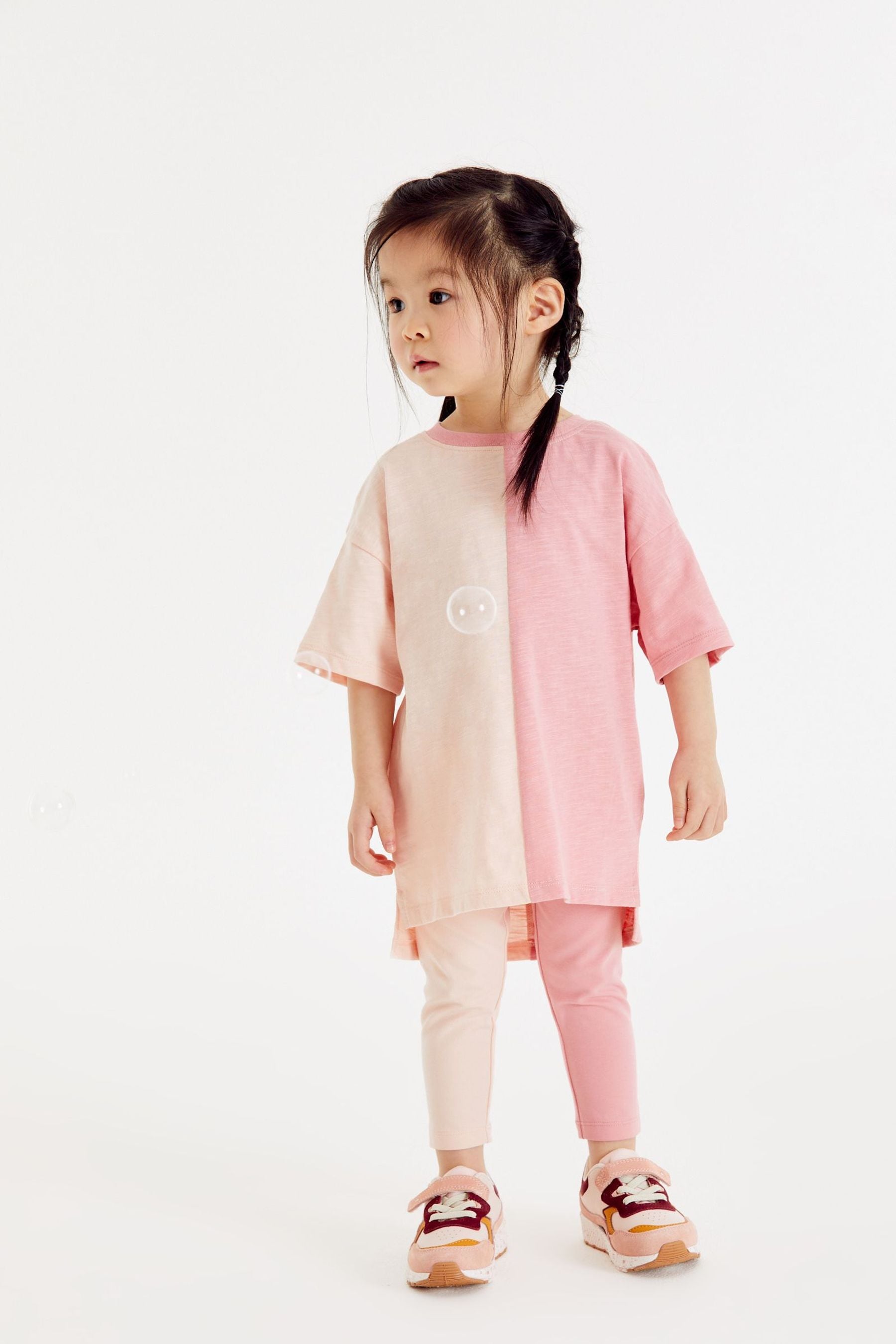 Tonal Pink Colour Block Longline T-Shirt (3mths-7yrs)