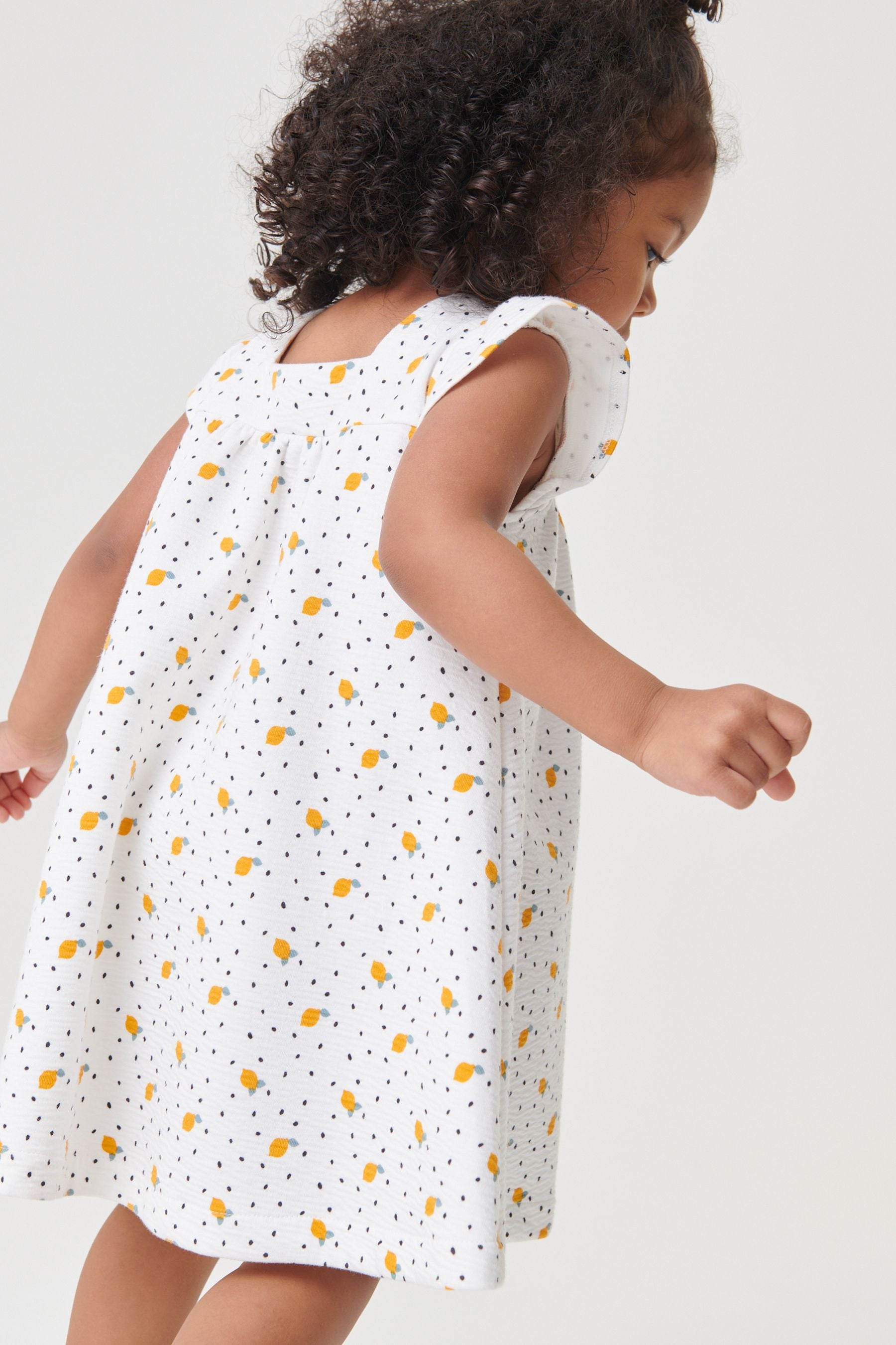 Cream Floral Short Sleeve Textured Jersey Dress (3mths-7yrs)