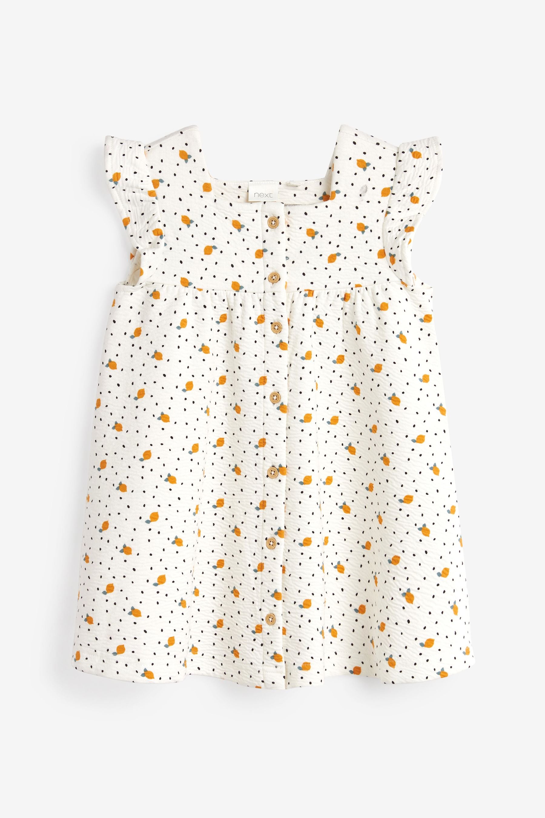 Cream Floral Short Sleeve Textured Jersey Dress (3mths-7yrs)